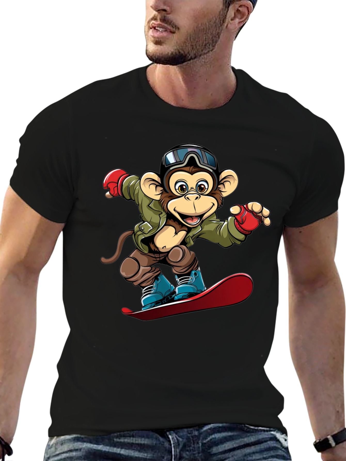 Monkey Snowboarder Graphic Tee