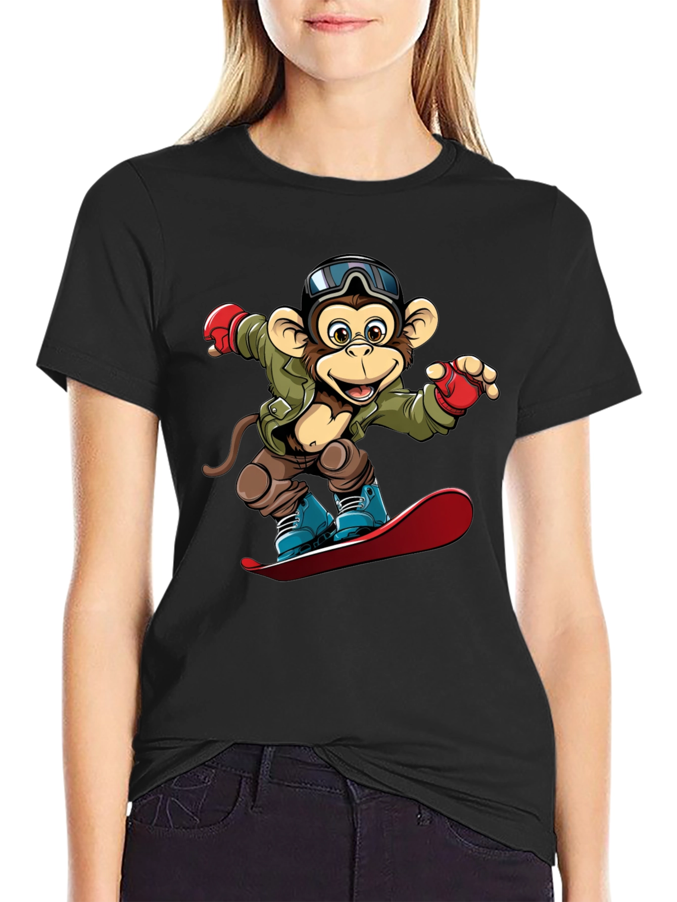 Monkey Snowboarder Graphic Tee