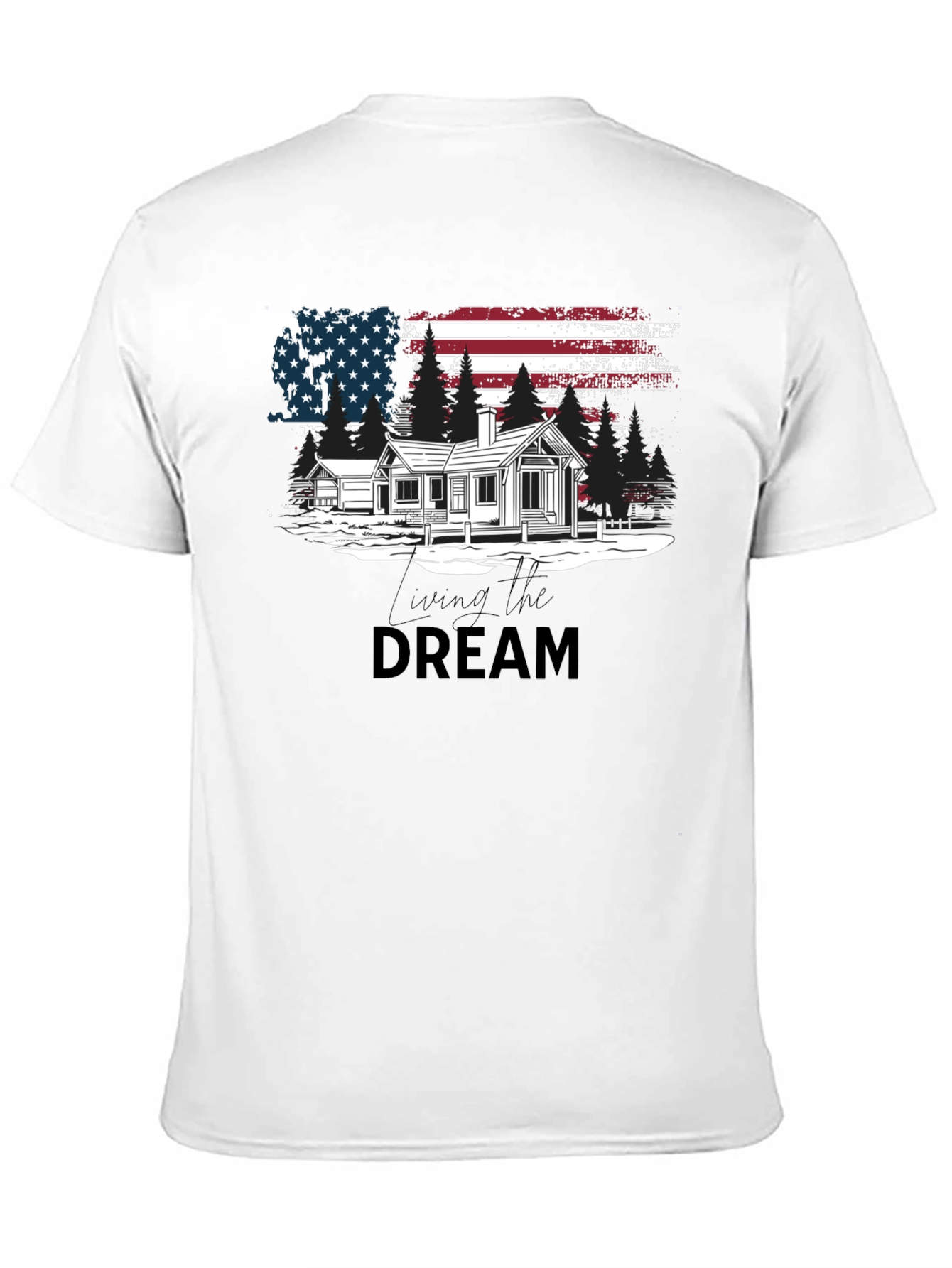 Living the Dream American Flag Cabin T-Shirt