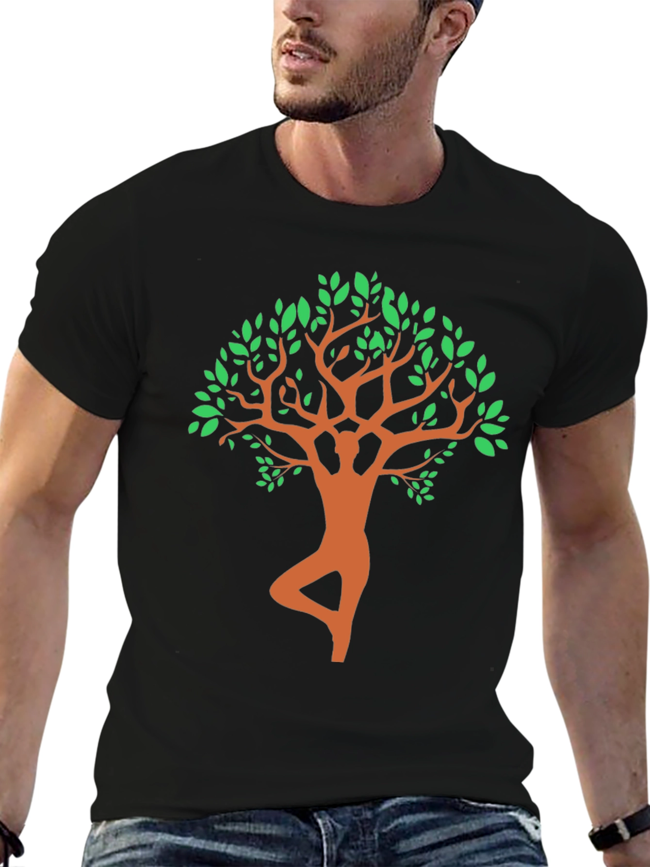 Yoga Tree Pose Graphic Tee - Black