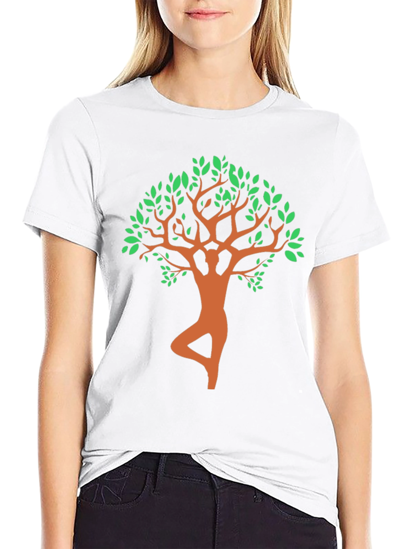 Yoga Tree Pose Graphic Tee - Black