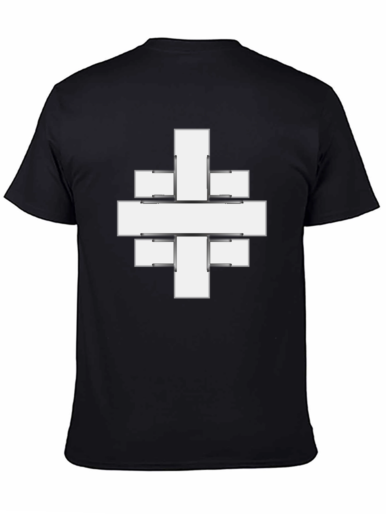 Abstract Cross Graphic Print Black Tee
