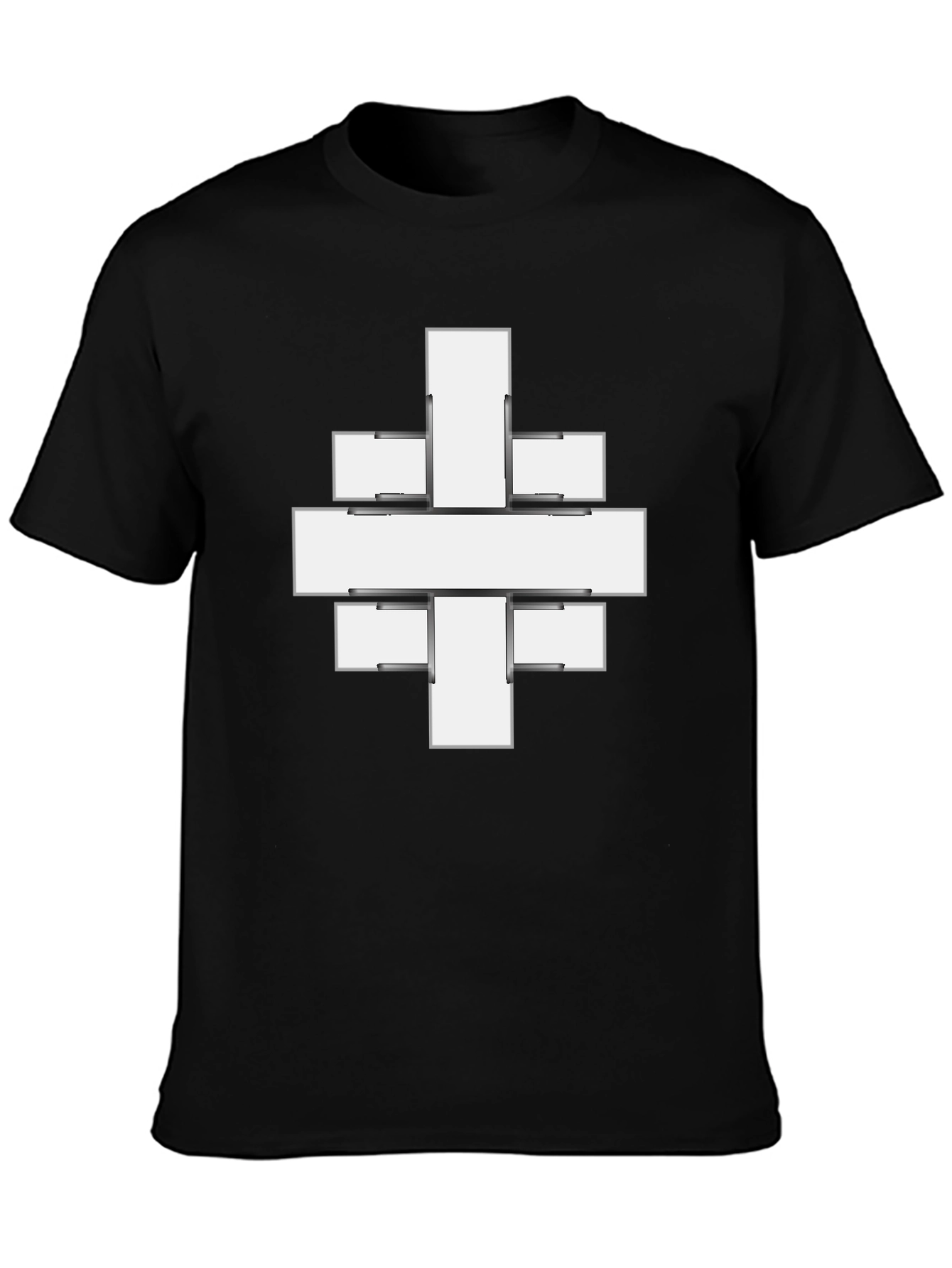 Abstract Cross Graphic Print Black Tee