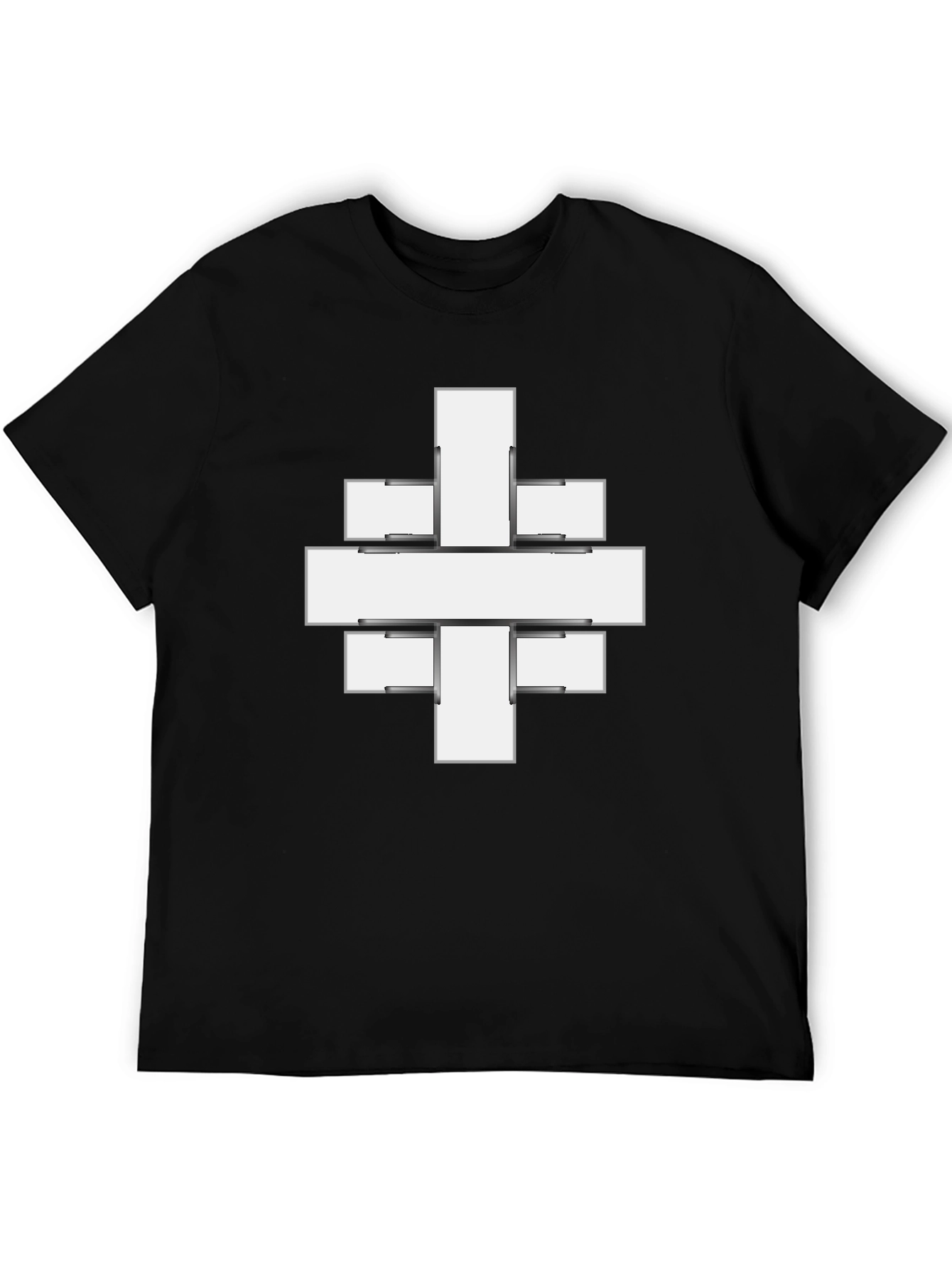 Abstract Cross Graphic Print Black Tee