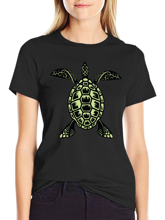 Turtle Graphic Tee - Black Cotton T-Shirt