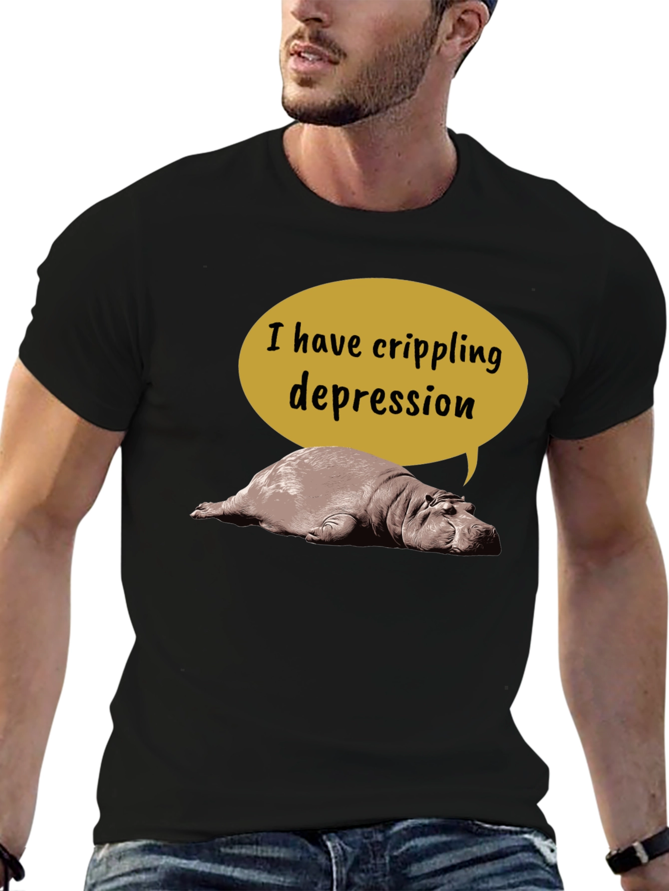 Crippling Depression Hippo T-Shirt - Funny Animal Tee