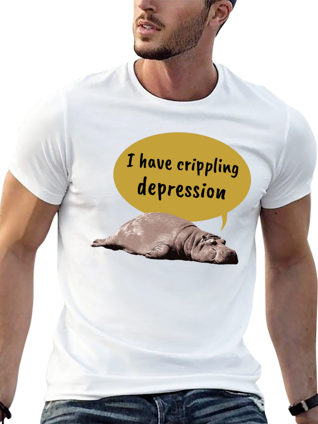 Crippling Depression Hippo T-Shirt - Funny Animal Tee