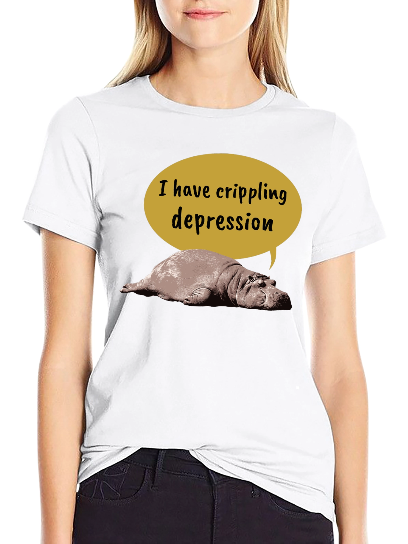 Crippling Depression Hippo T-Shirt - Funny Animal Tee