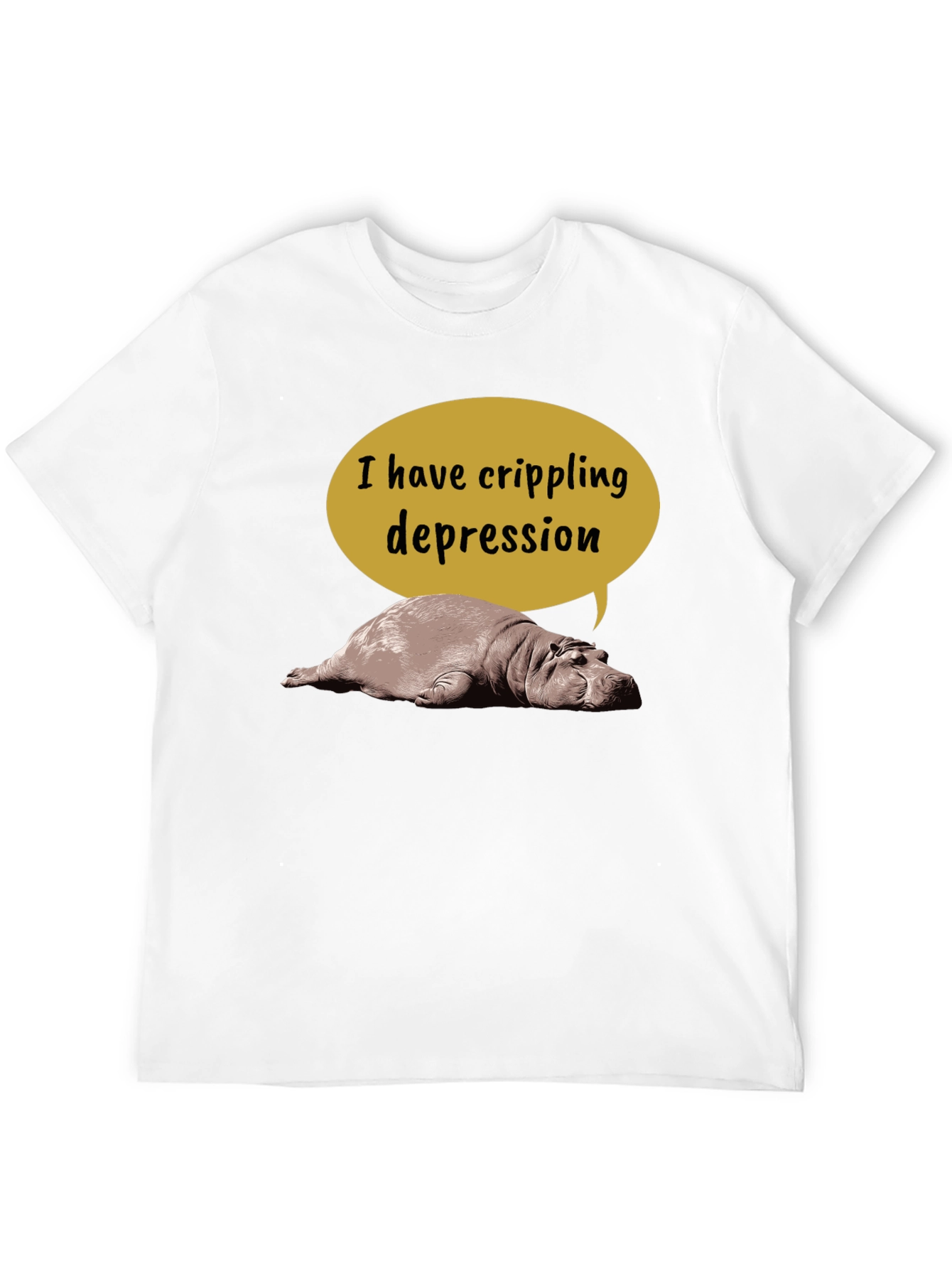 Crippling Depression Hippo T-Shirt - Funny Animal Tee