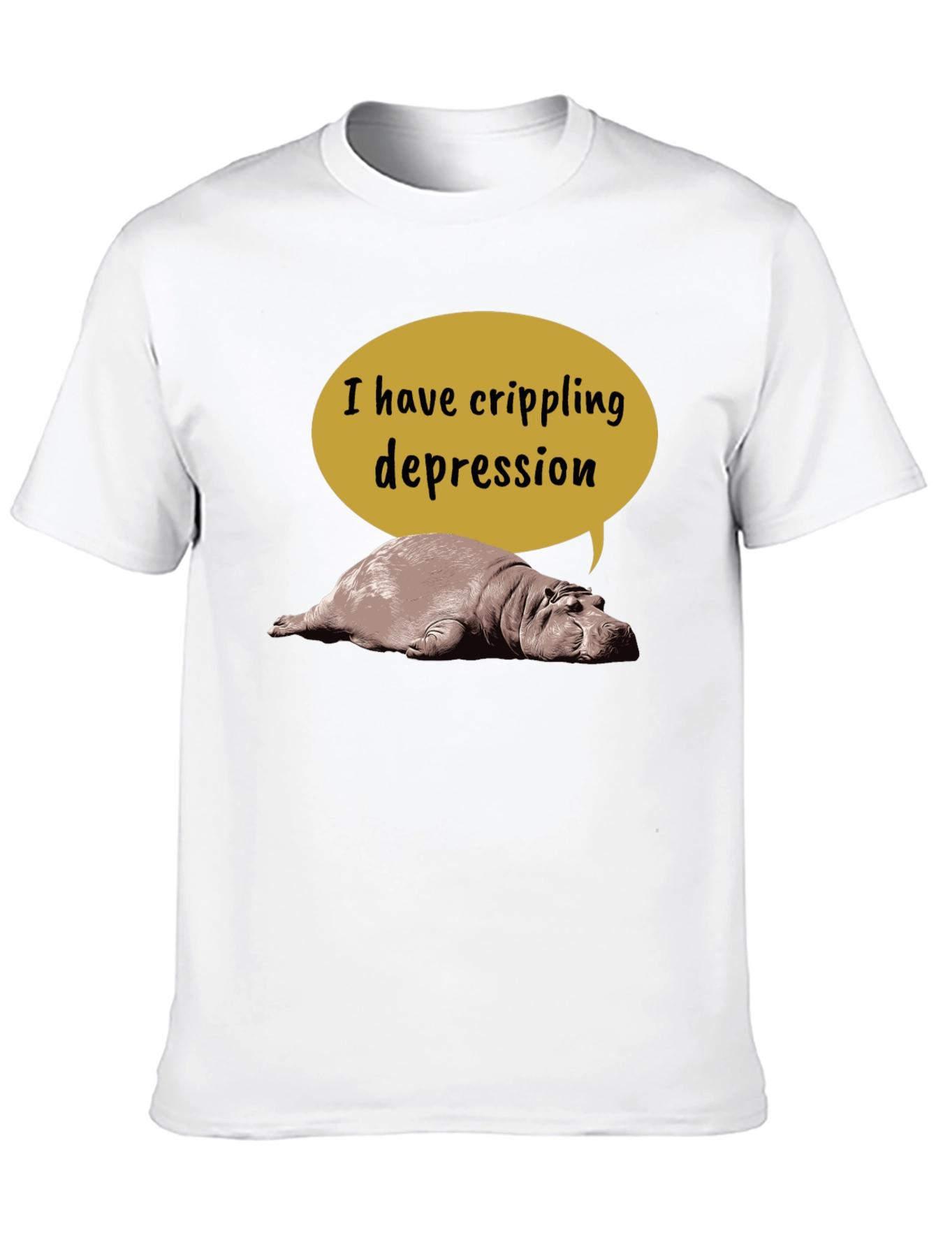 Crippling Depression Hippo T-Shirt - Funny Animal Tee