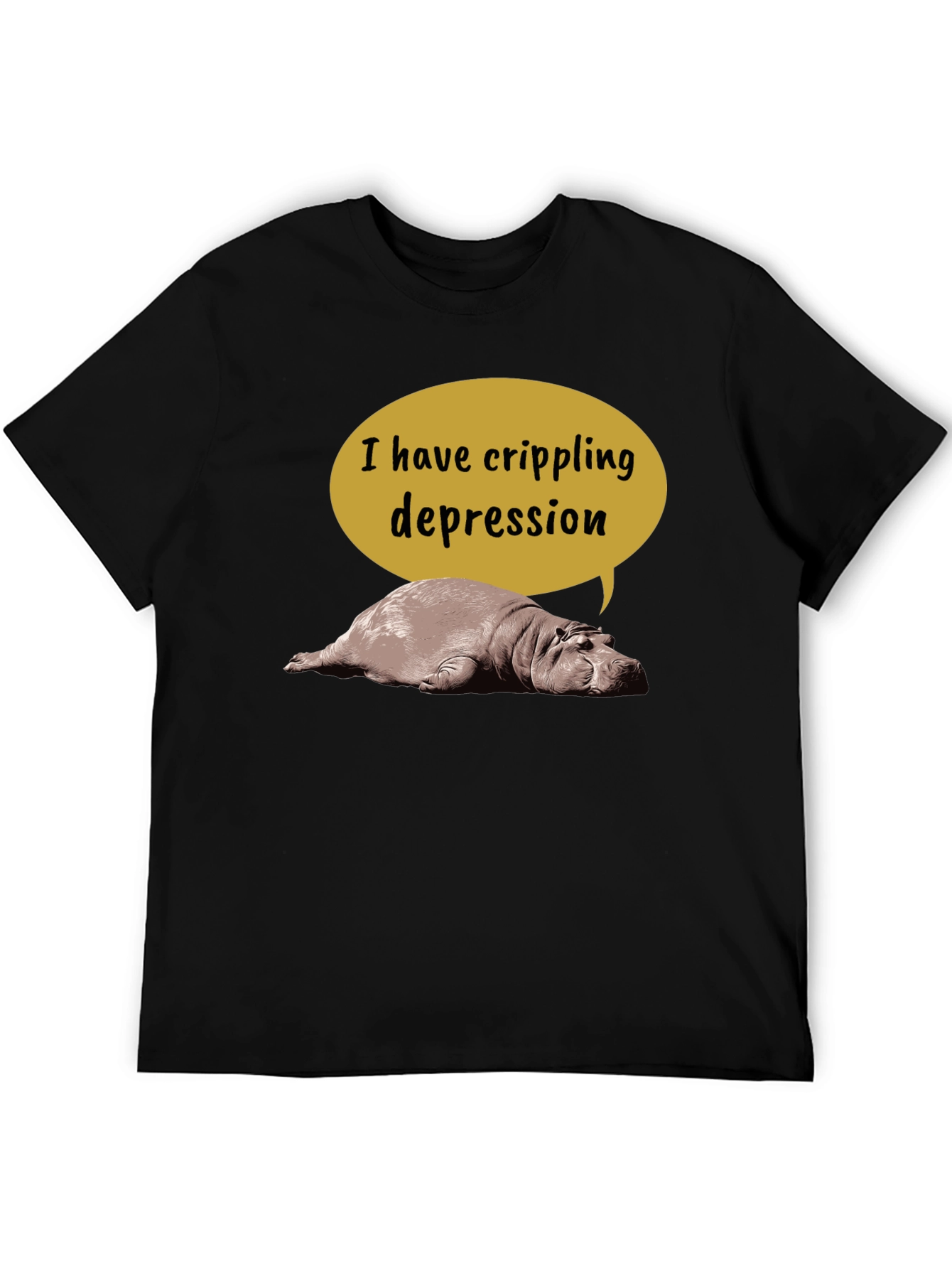 Crippling Depression Hippo T-Shirt - Funny Animal Tee