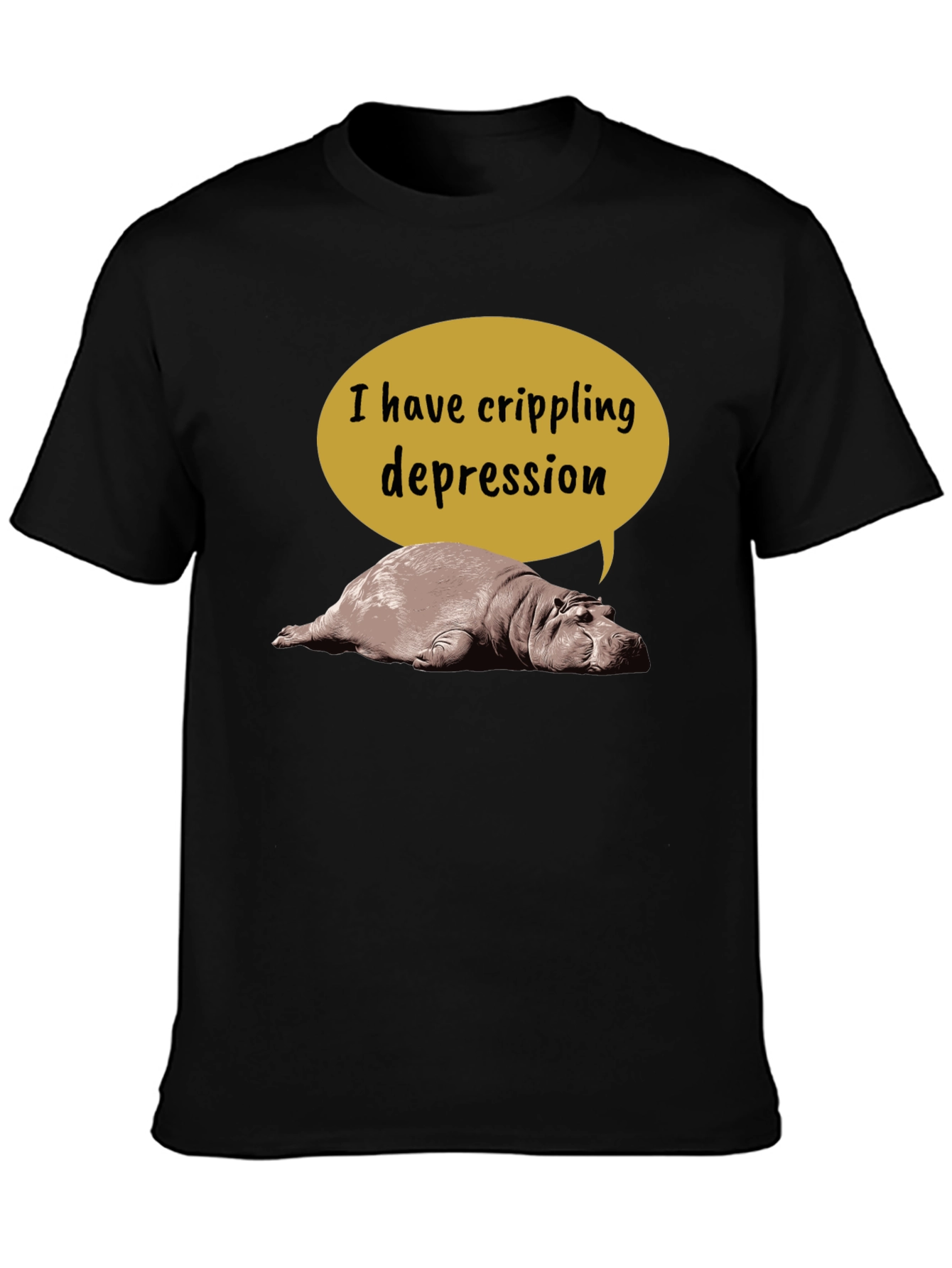 Crippling Depression Hippo T-Shirt - Funny Animal Tee