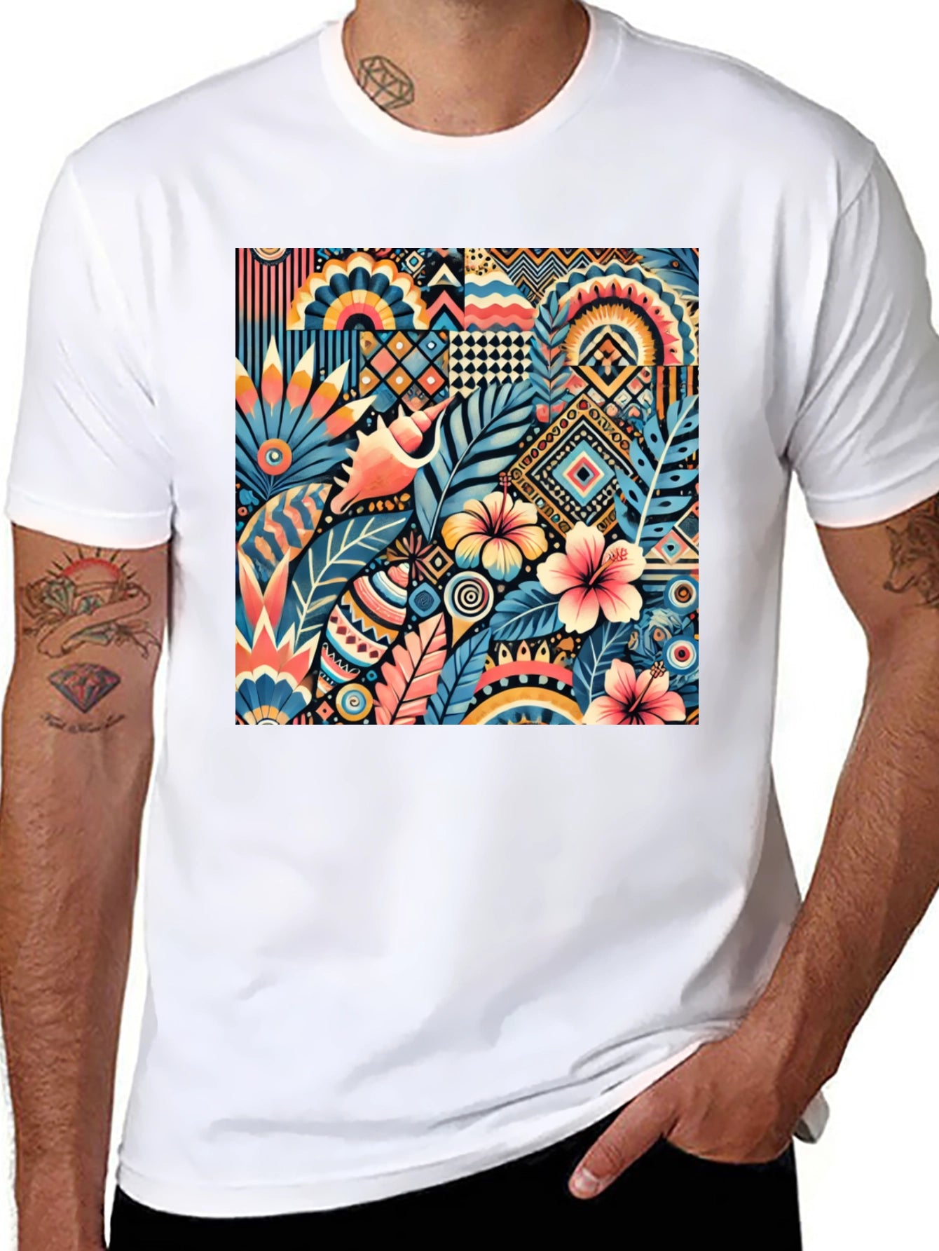 Abstract Floral Black T-Shirt