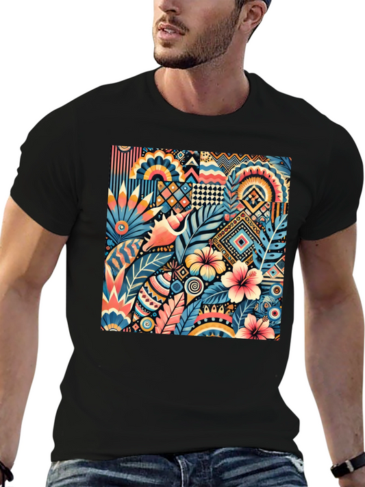 Abstract Floral Black T-Shirt