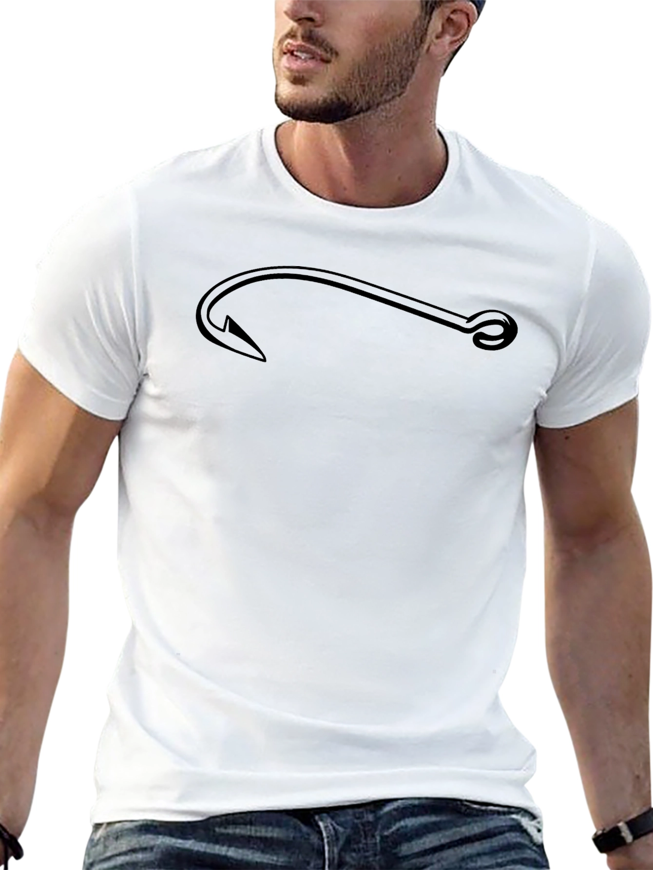 Fishing Hook Graphic T-Shirt - Mens Black Tee