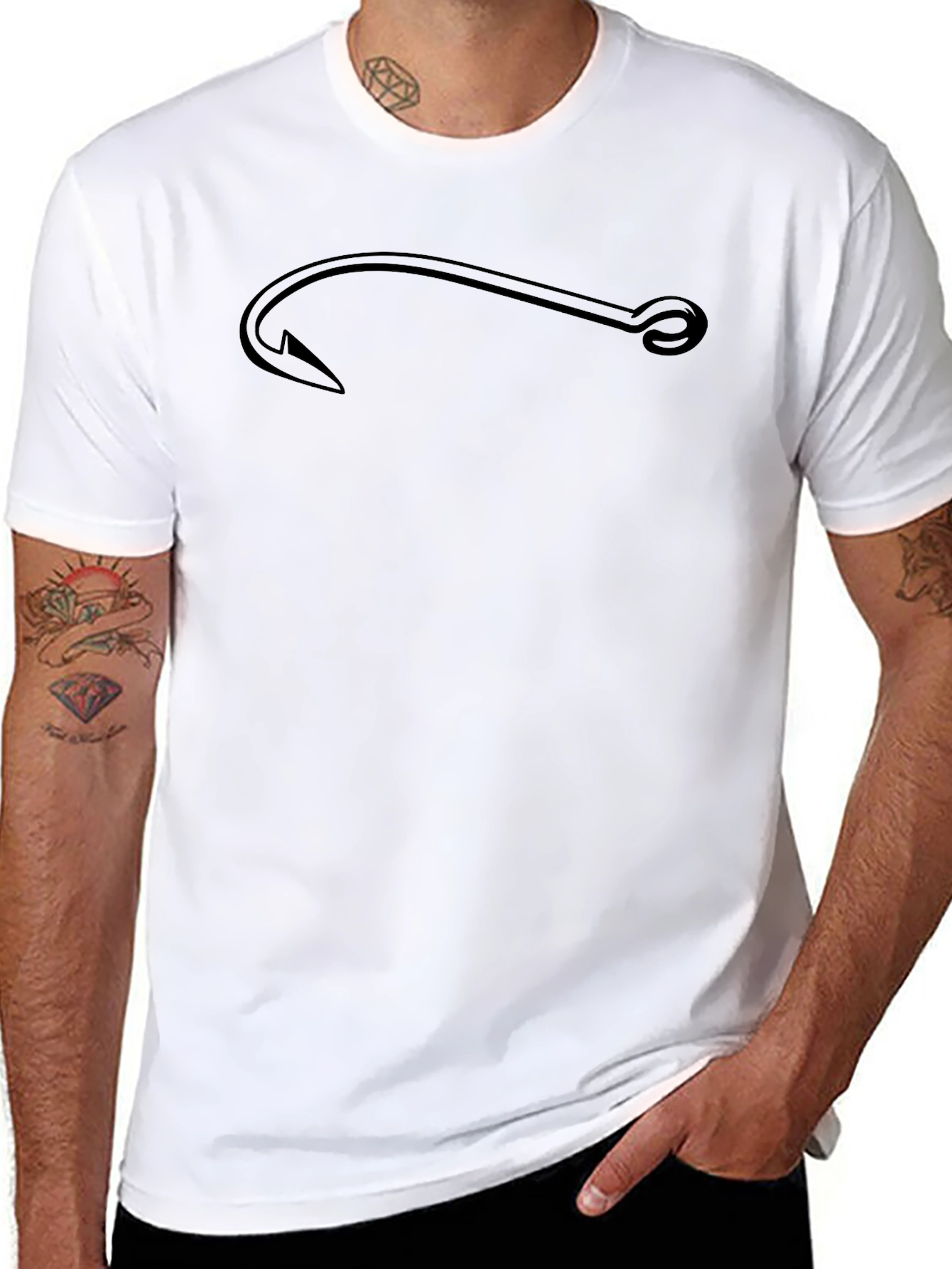 Fishing Hook Graphic T-Shirt - Mens Black Tee