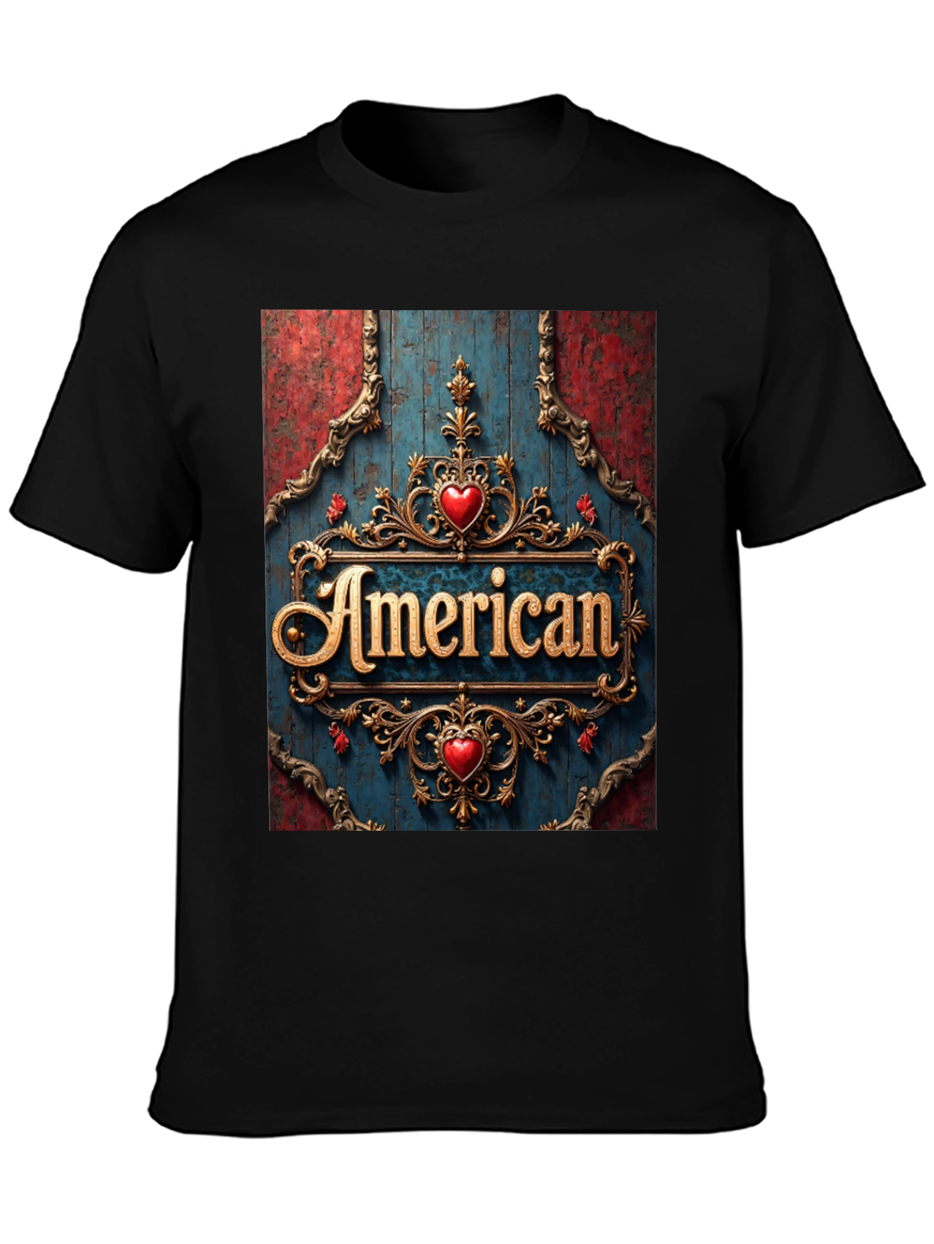 American Pride T-Shirt: Ornate Heart Design