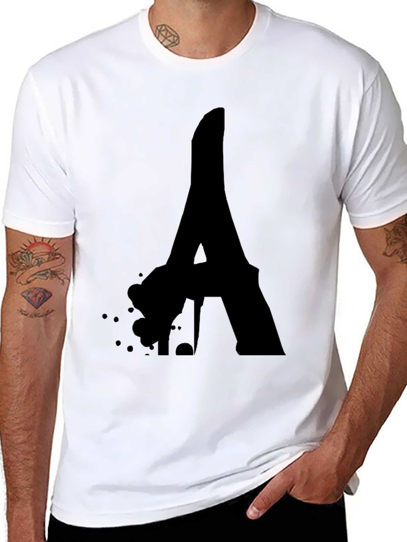 Bold Letter A Black Graphic Tee - Modern Style