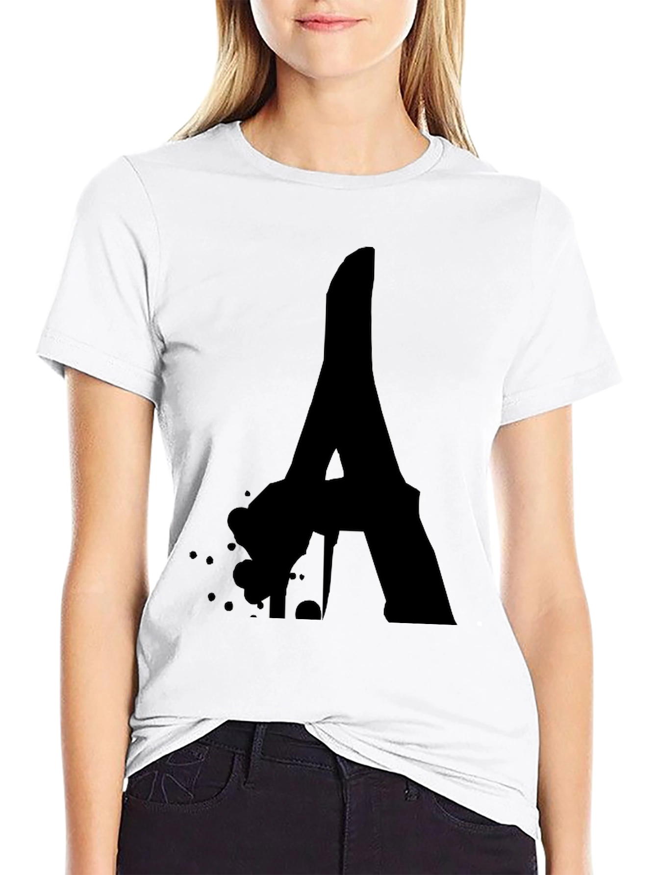 Bold Letter A Black Graphic Tee - Modern Style