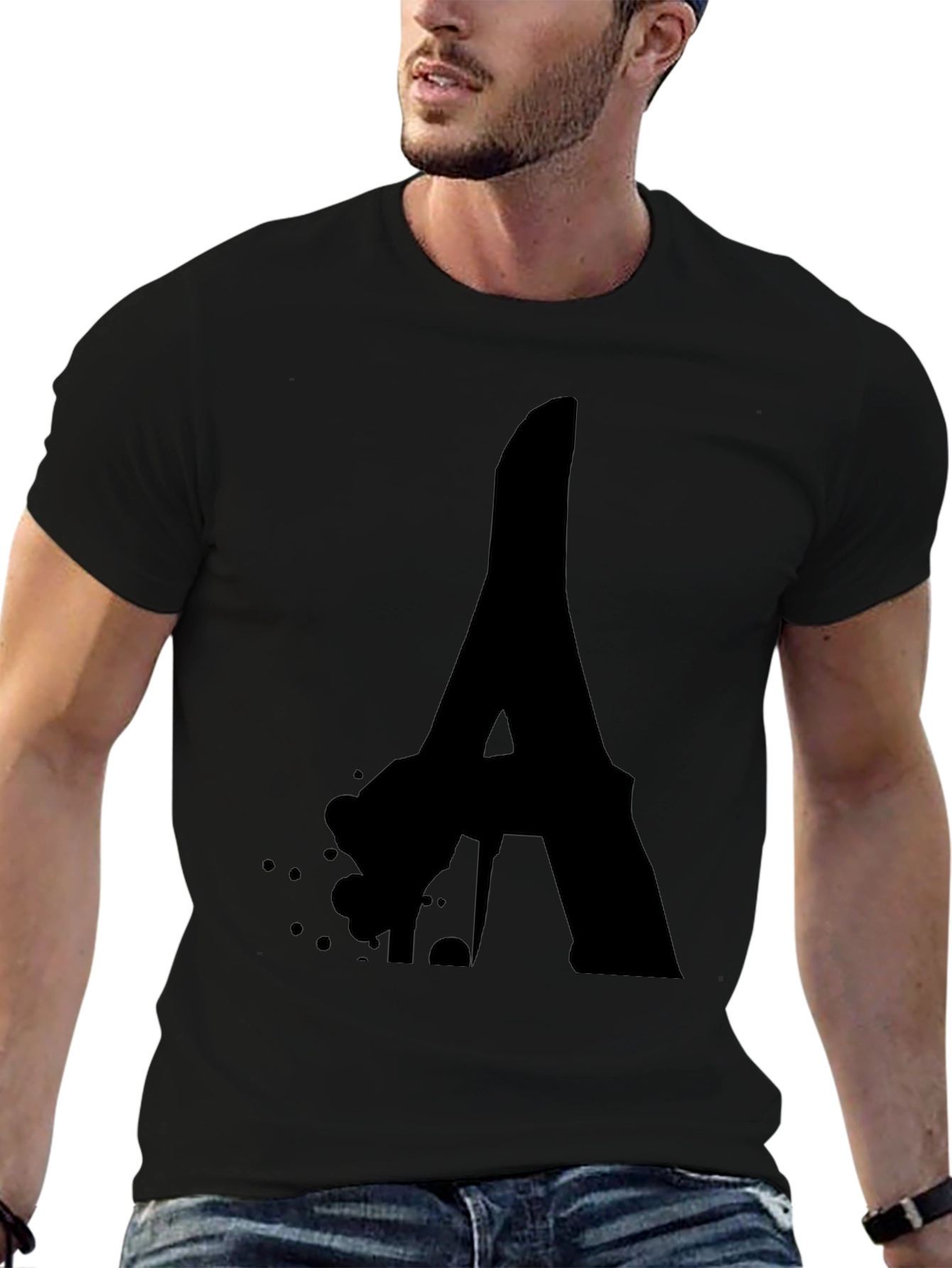 Bold Letter A Black Graphic Tee - Modern Style
