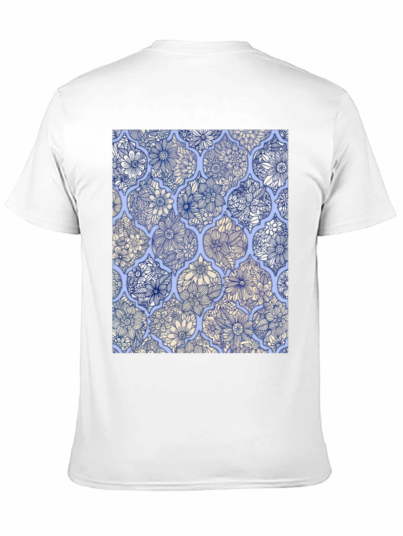 Floral Tile Print Black T-Shirt