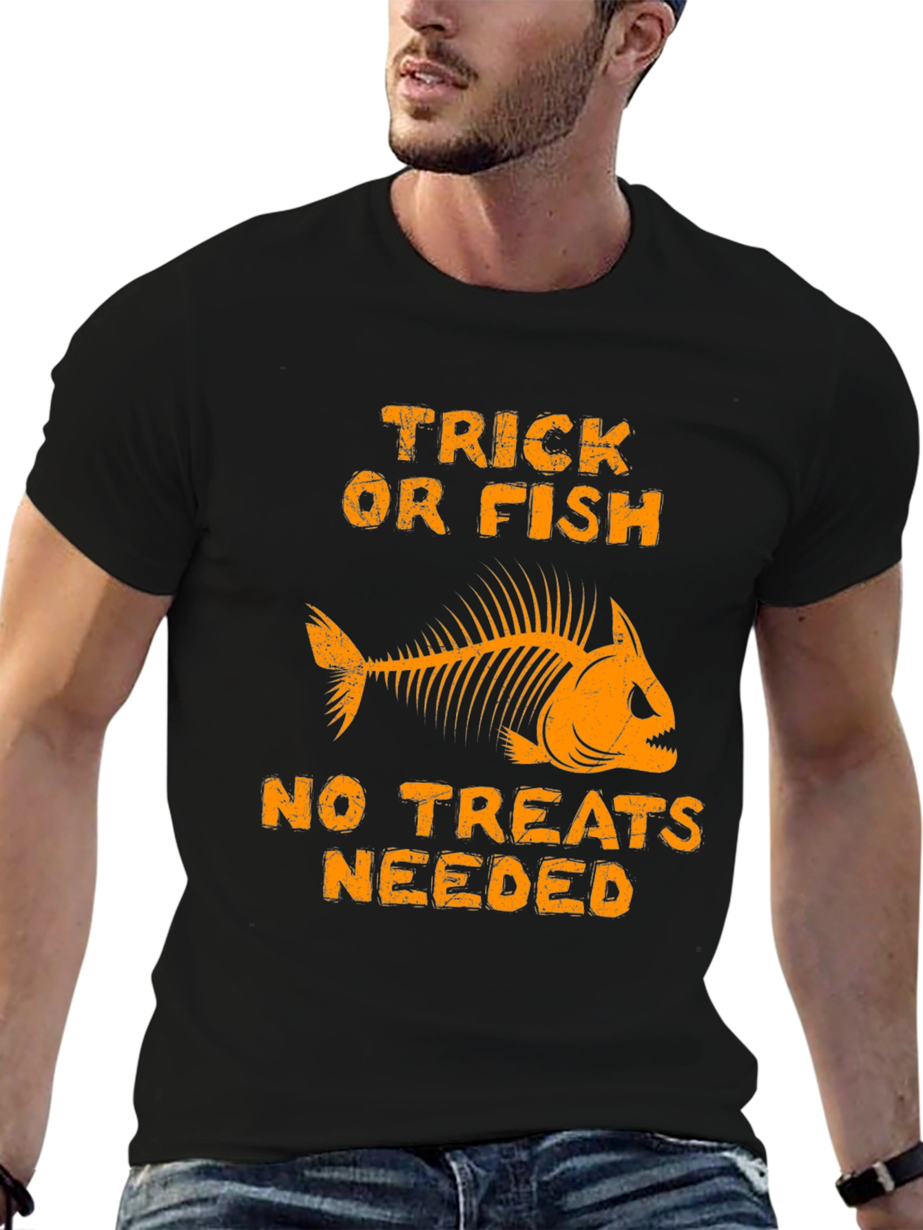 Trick Or Fish T-Shirt Halloween Skeleton Fishing Tee