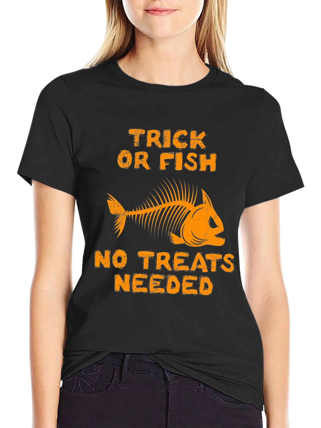 Trick Or Fish T-Shirt Halloween Skeleton Fishing Tee