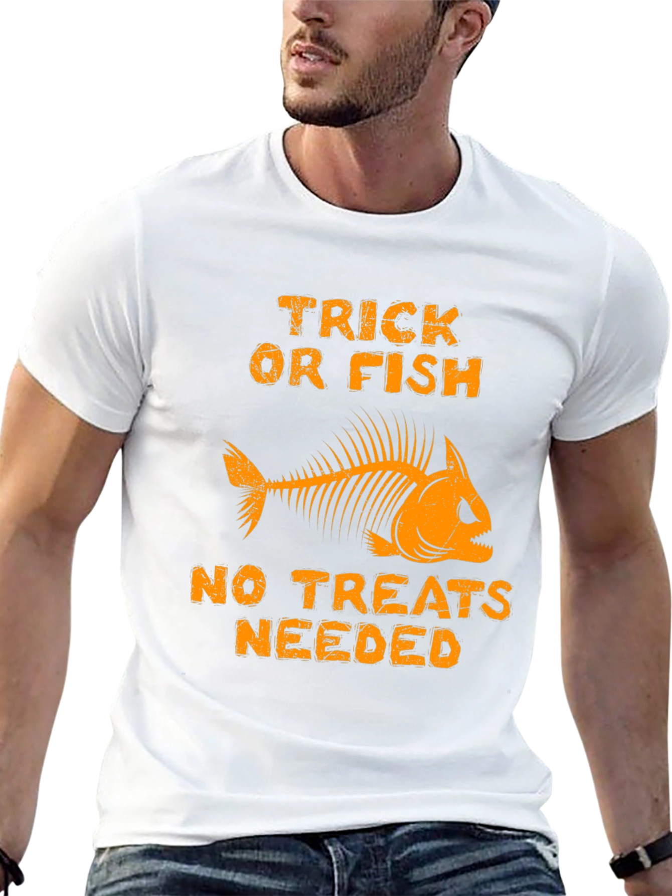 Trick Or Fish T-Shirt Halloween Skeleton Fishing Tee