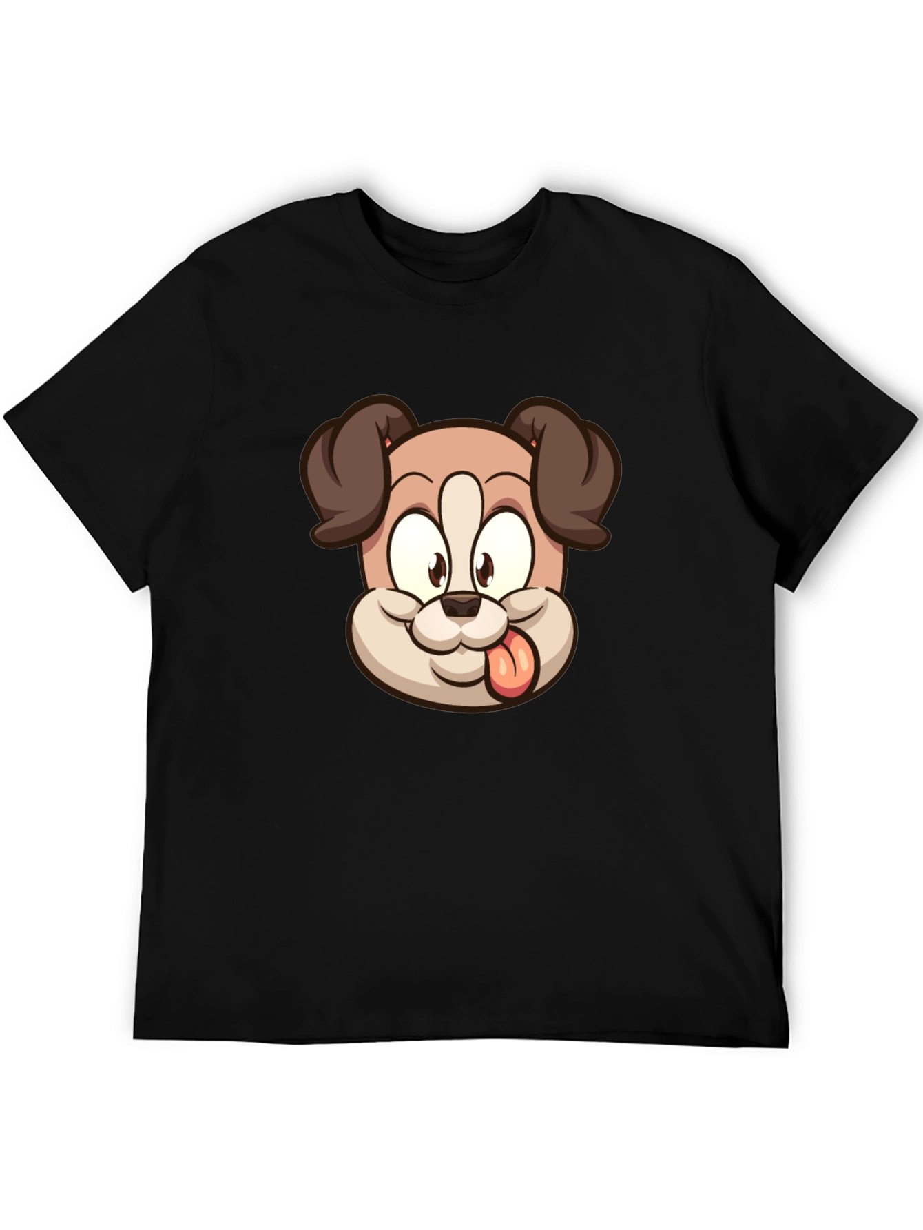 Cartoon Dog Graphic T-Shirt - Black Cotton Tee