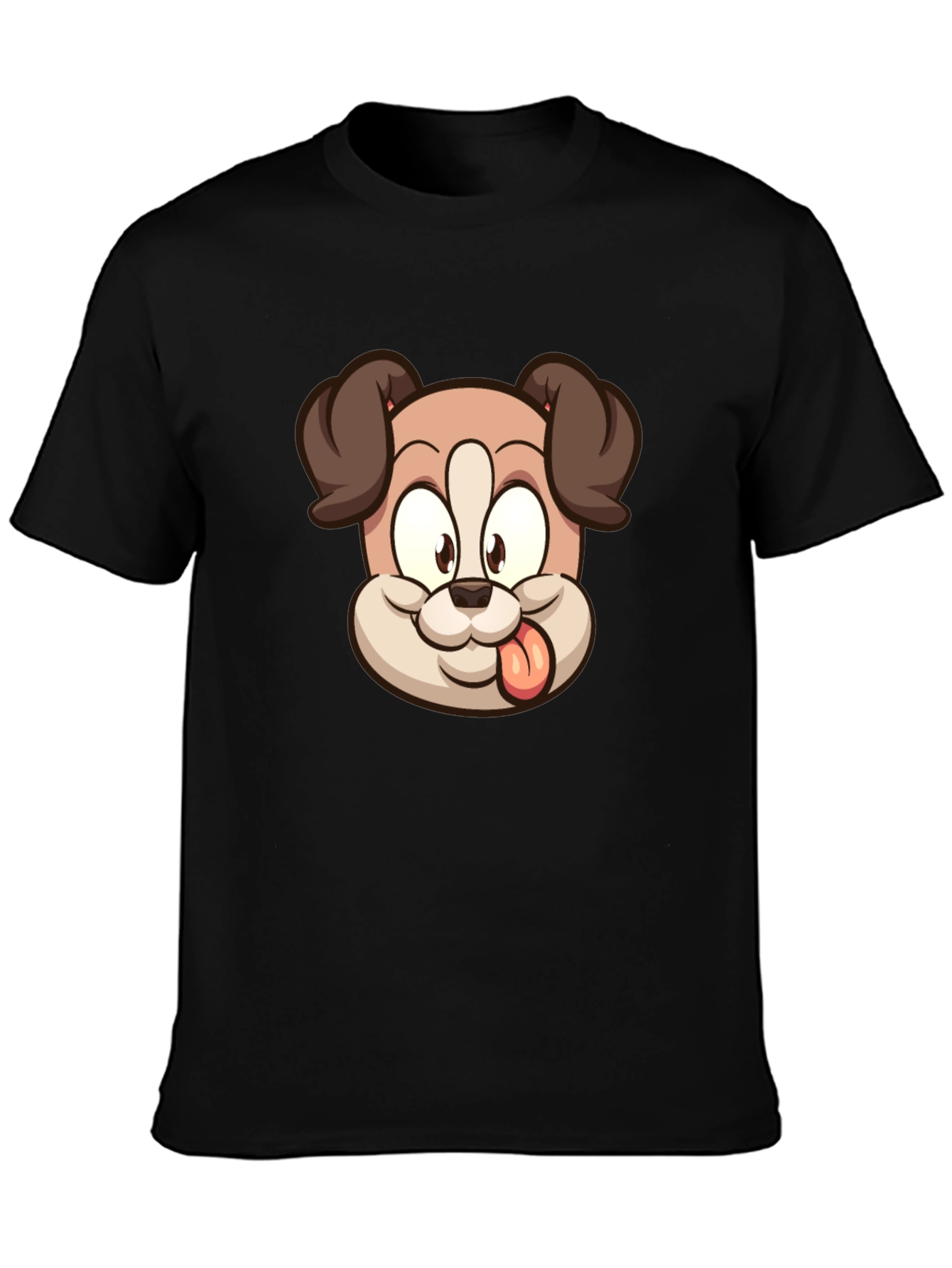 Cartoon Dog Graphic T-Shirt - Black Cotton Tee