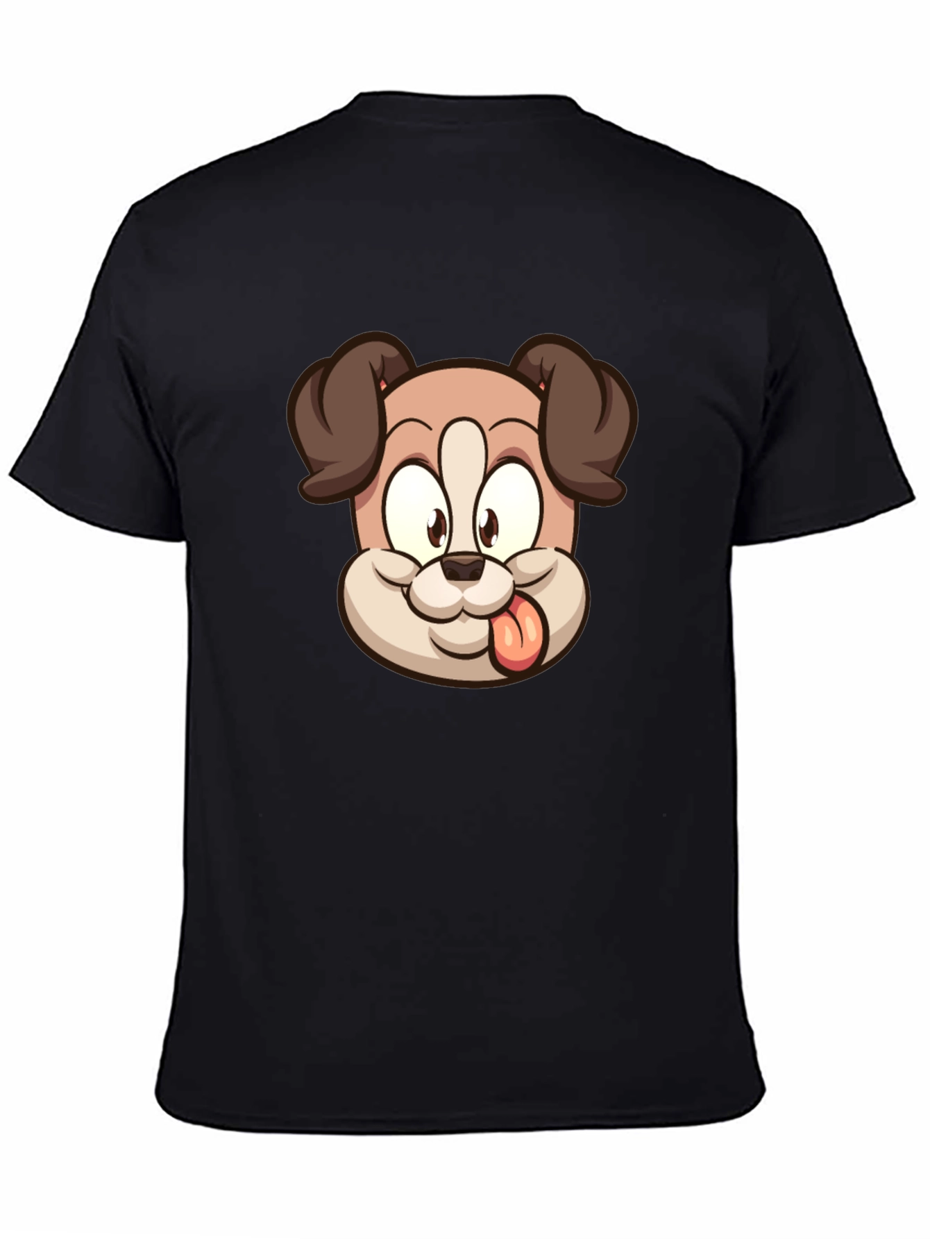 Cartoon Dog Graphic T-Shirt - Black Cotton Tee