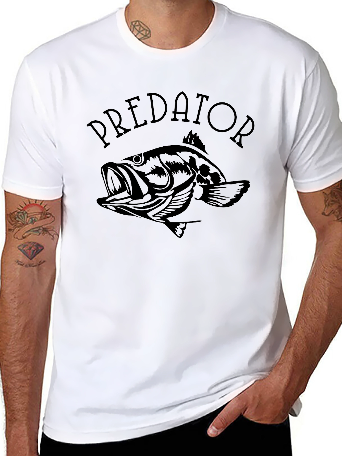 Predator Fish Graphic T-Shirt - Mens Black Tee