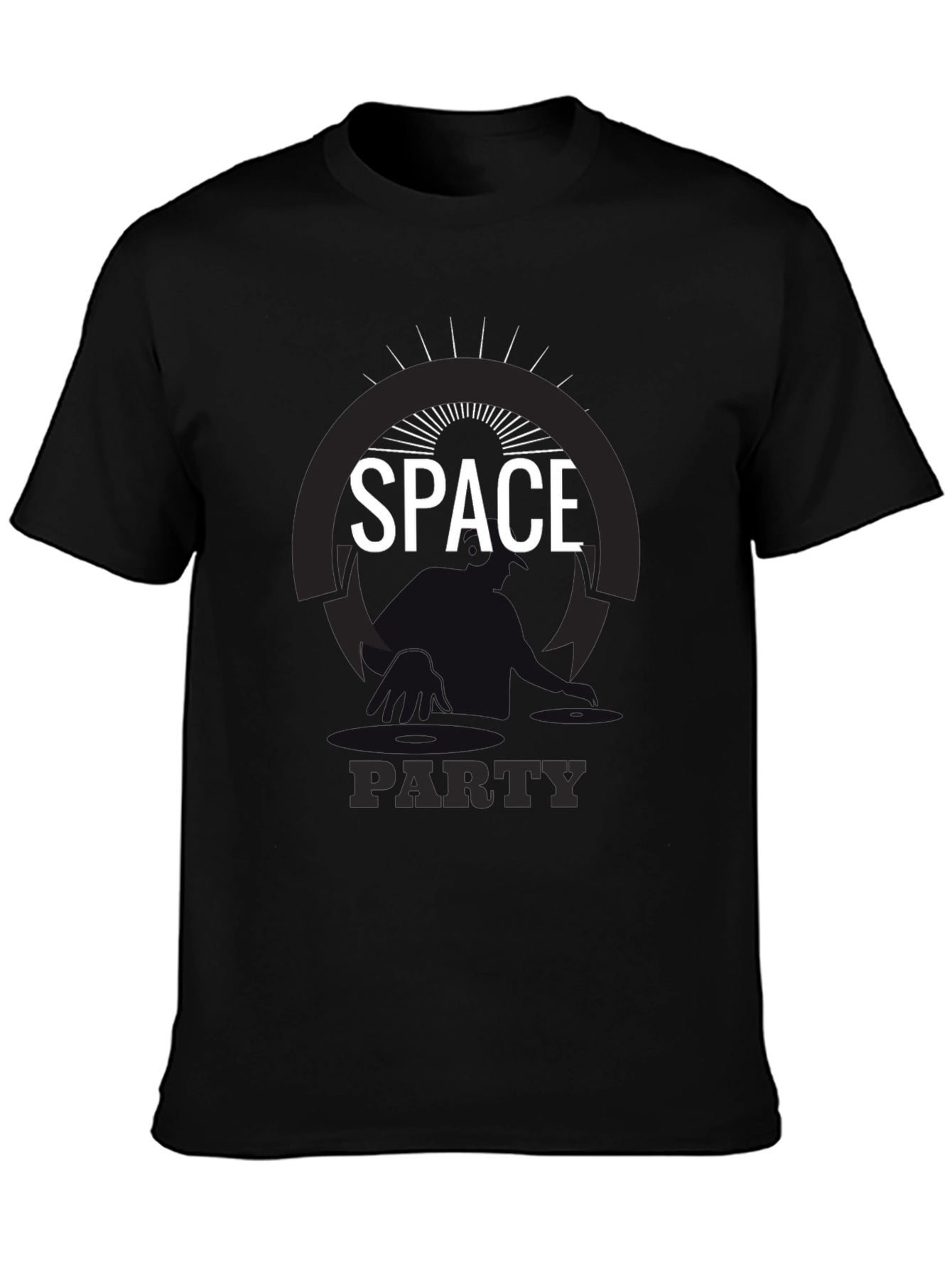 Space Party Graphic Tee - Black Cotton T-Shirt