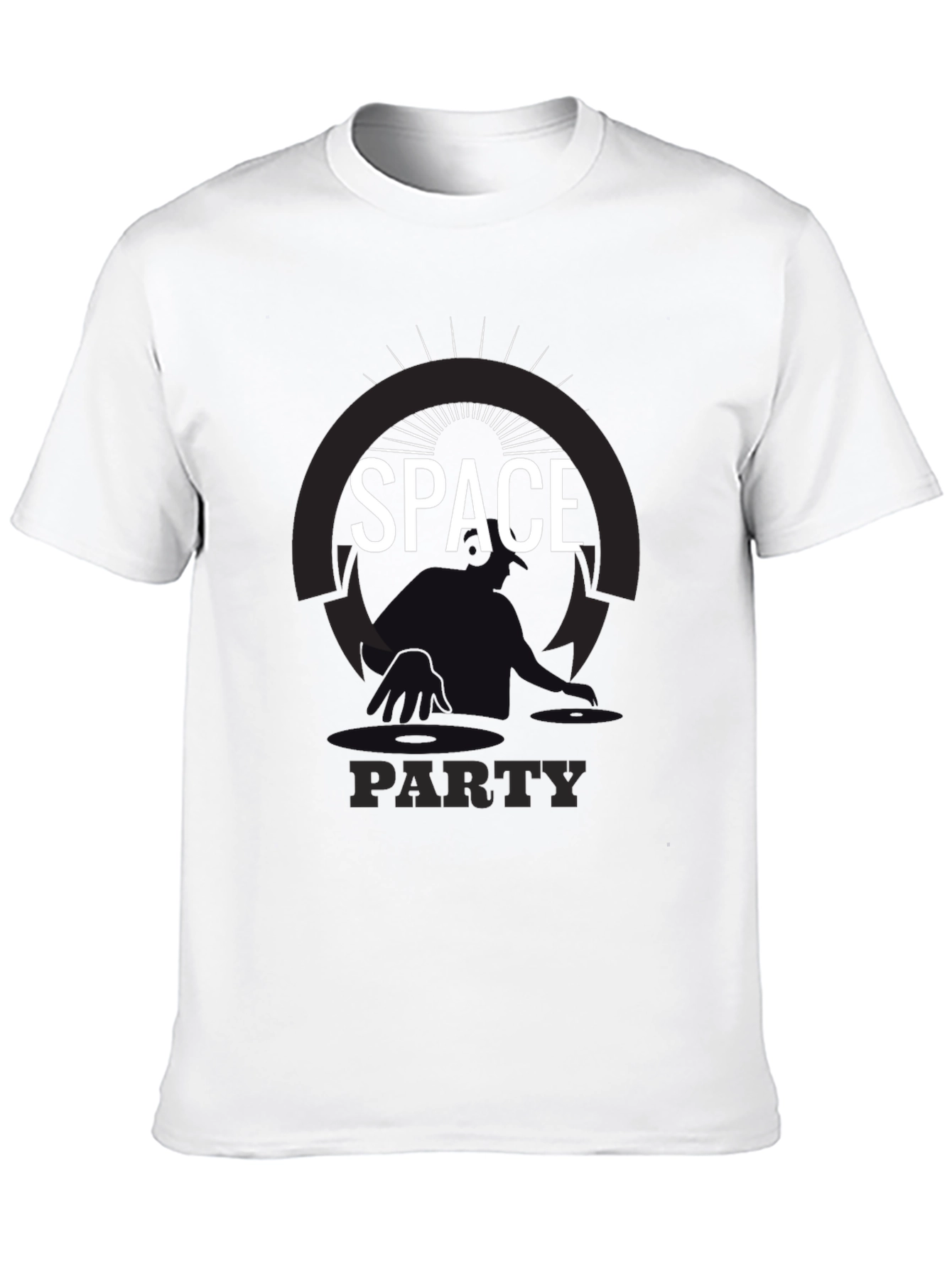 Space Party Graphic Tee - Black Cotton T-Shirt
