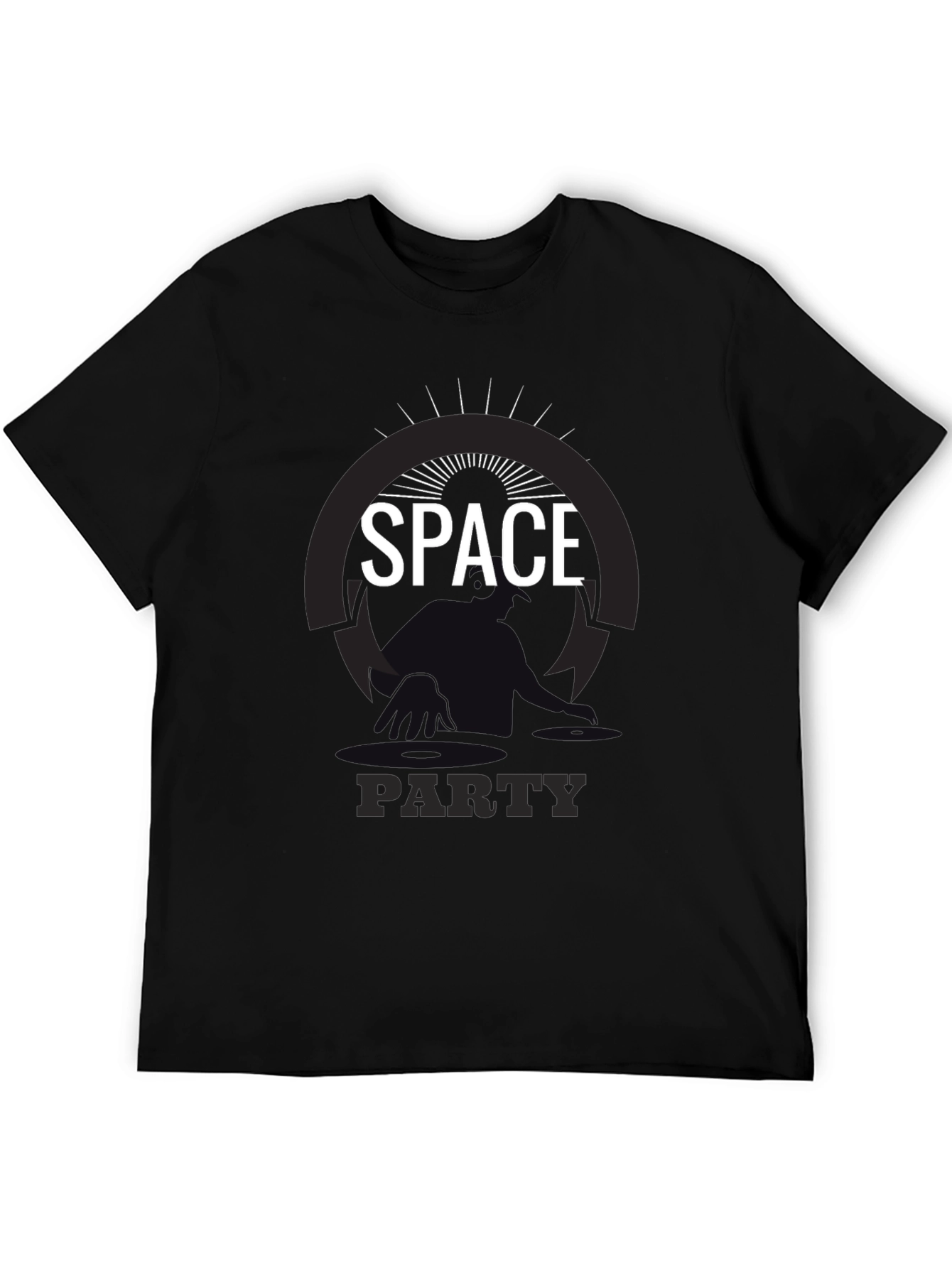 Space Party Graphic Tee - Black Cotton T-Shirt