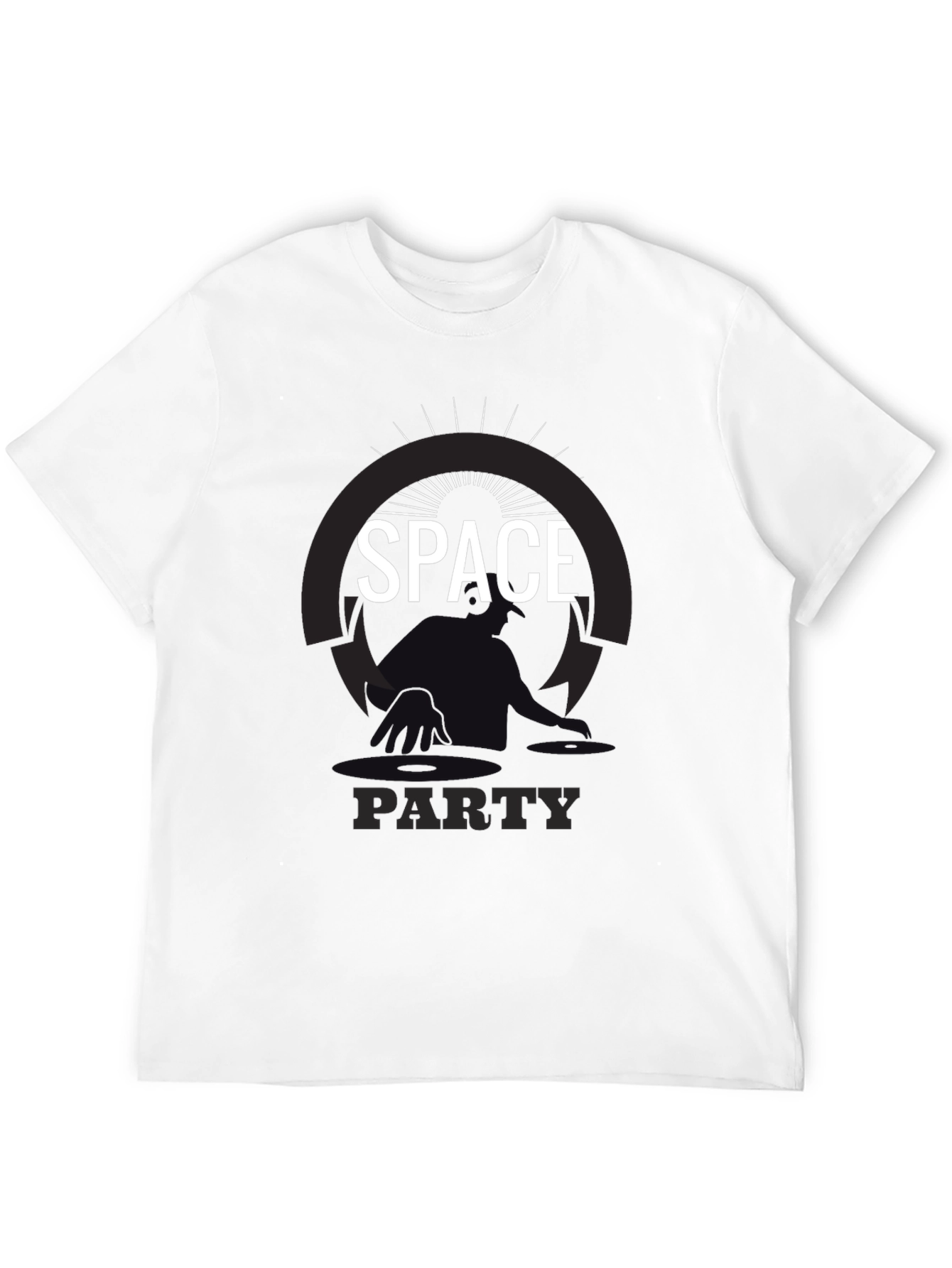 Space Party Graphic Tee - Black Cotton T-Shirt
