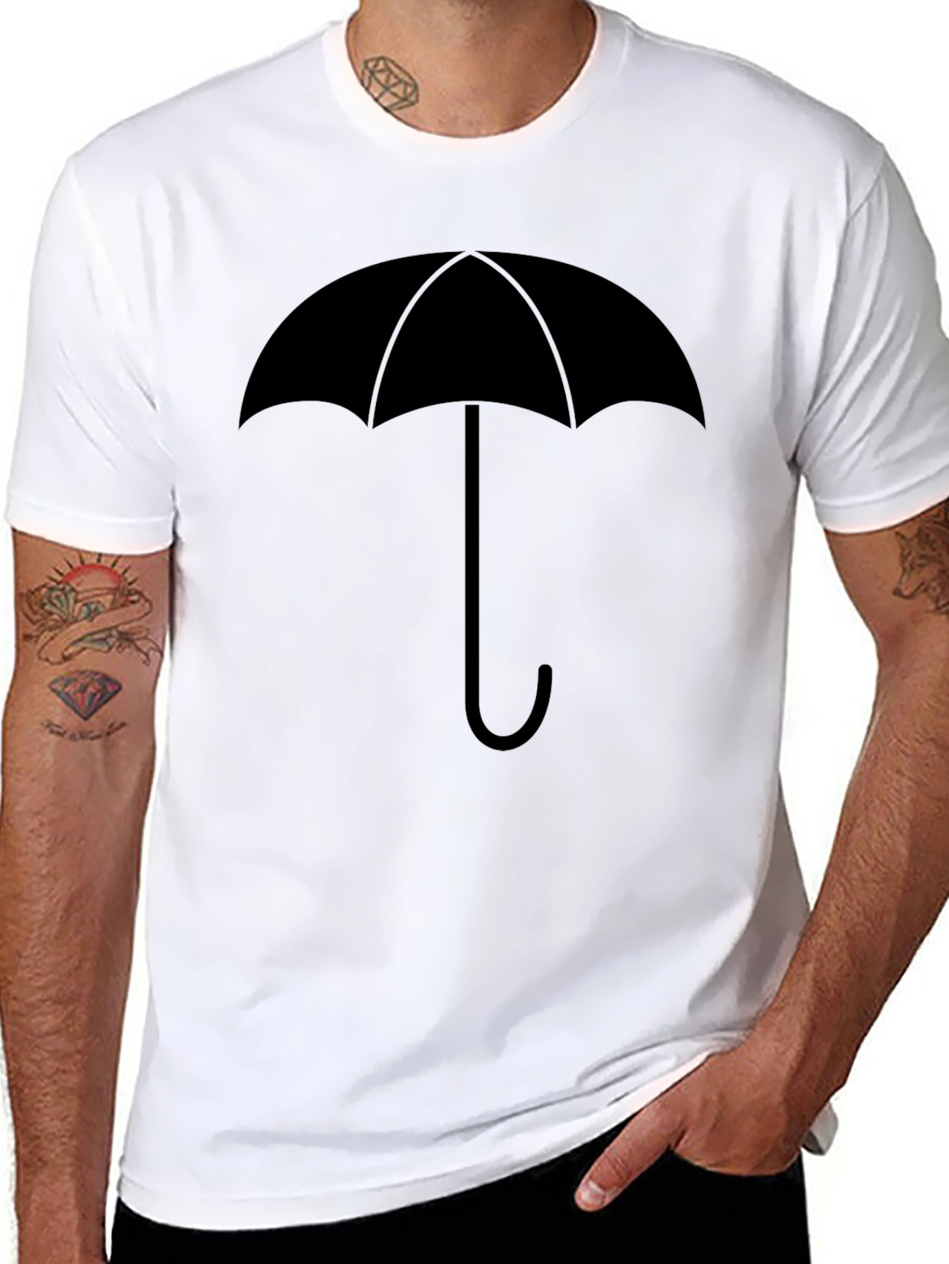 Black Umbrella Graphic Tee - Stylish & Unique