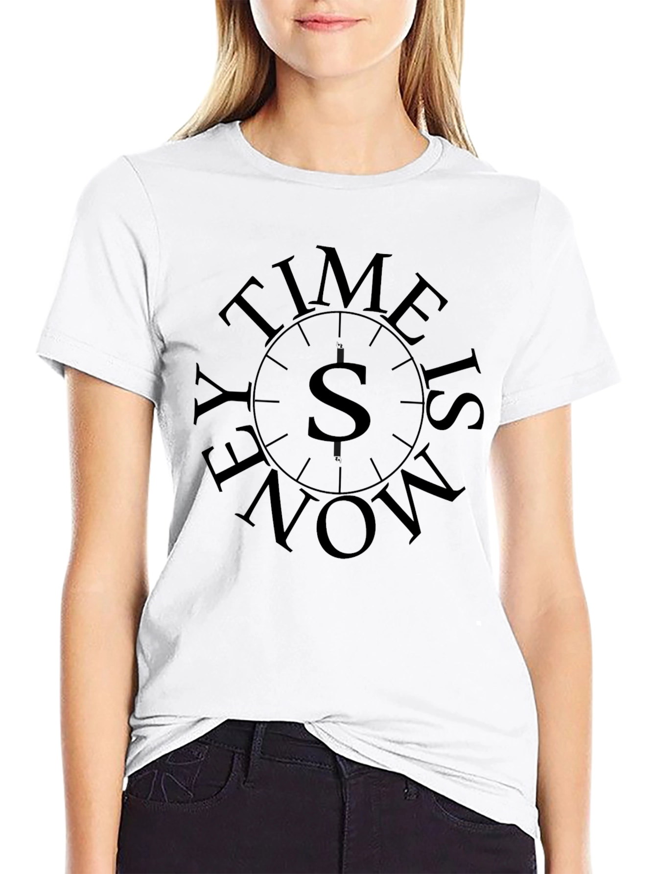 Time Is Money Graphic Print T-Shirt - Black