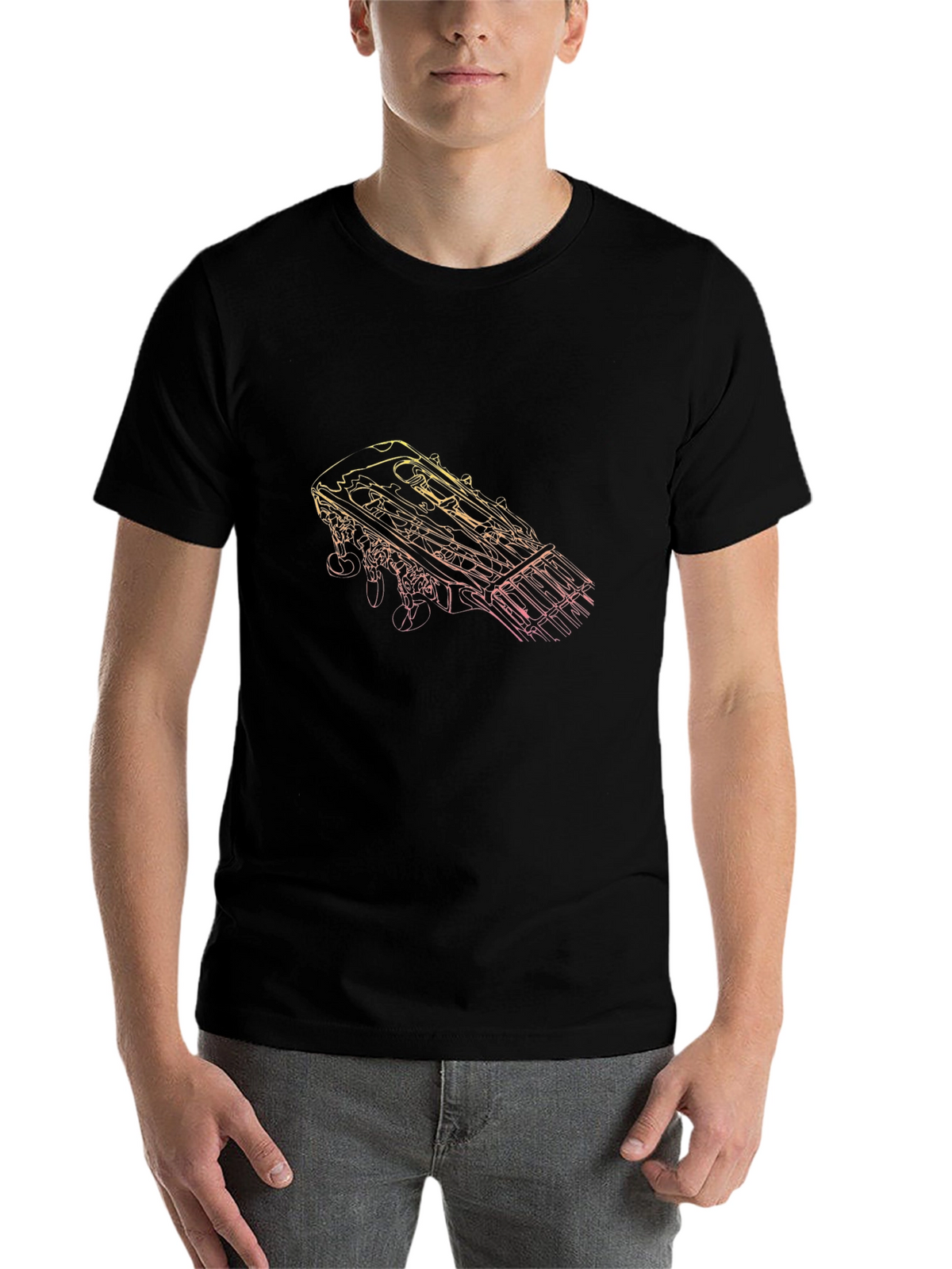 Guitar Headstock Graphic Tee - Black Unisex T-Shirt