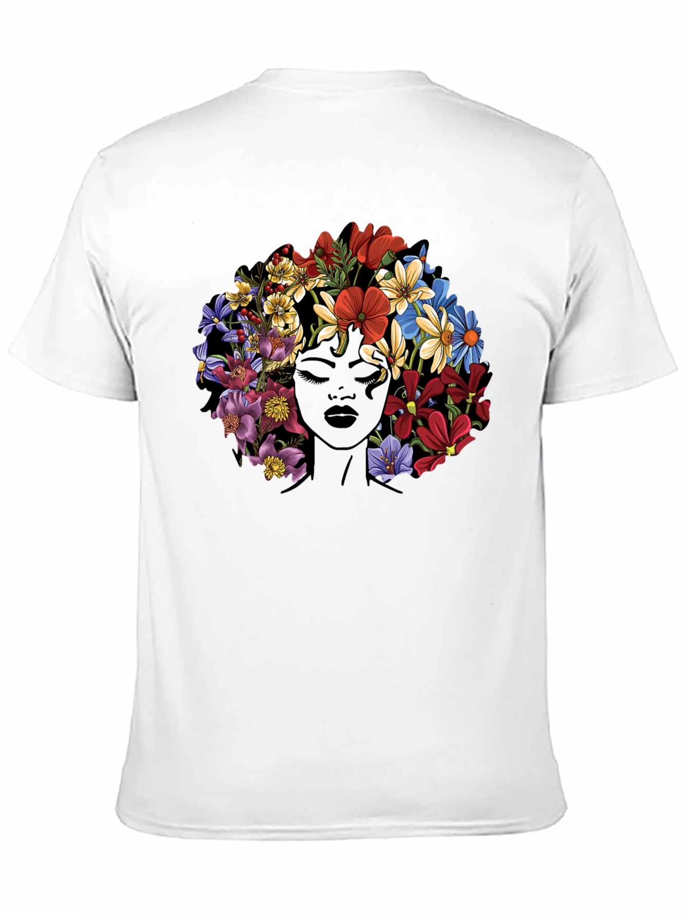 Floral Afro T-Shirt - Black Graphic Tee