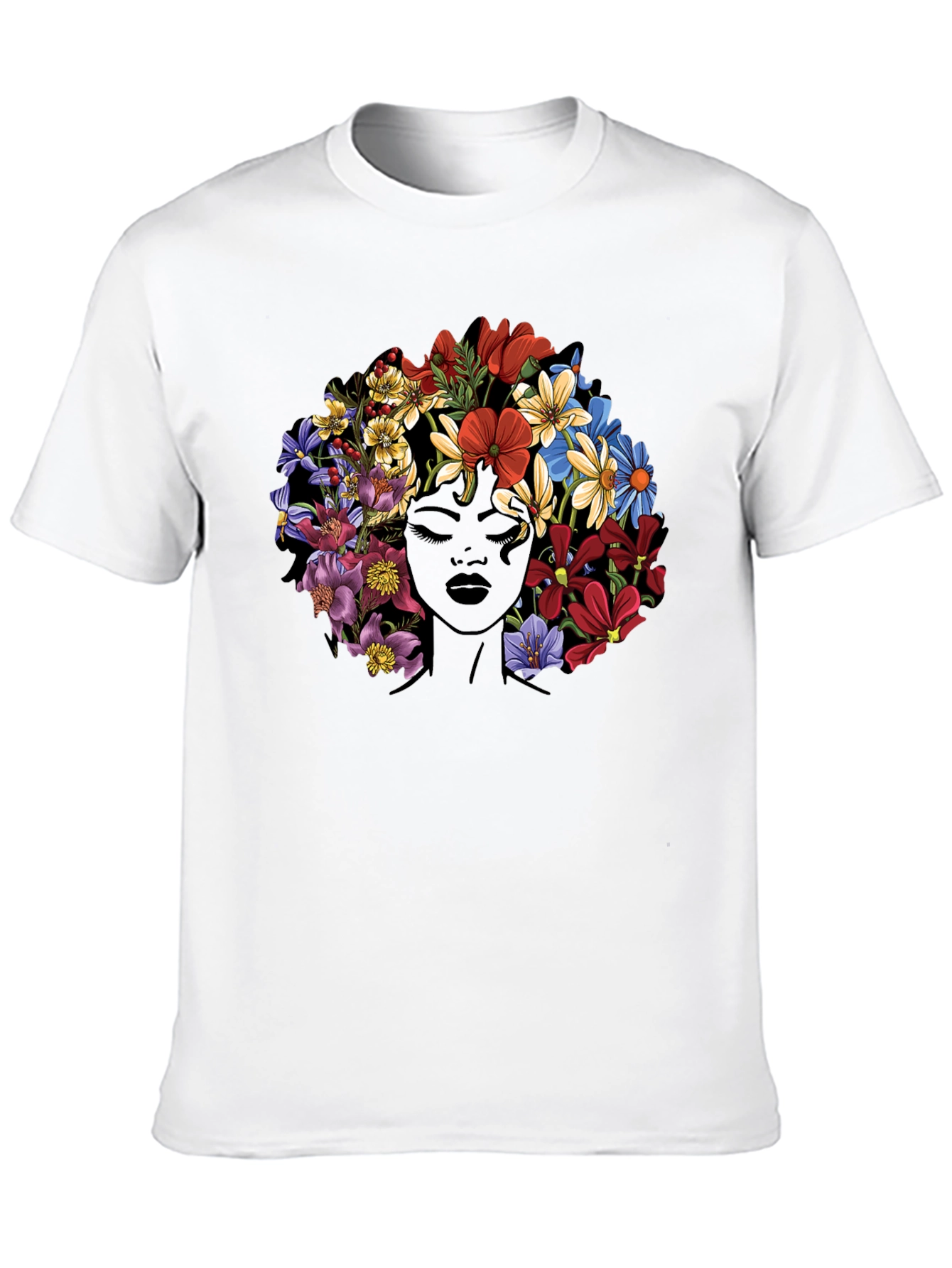 Floral Afro T-Shirt - Black Graphic Tee