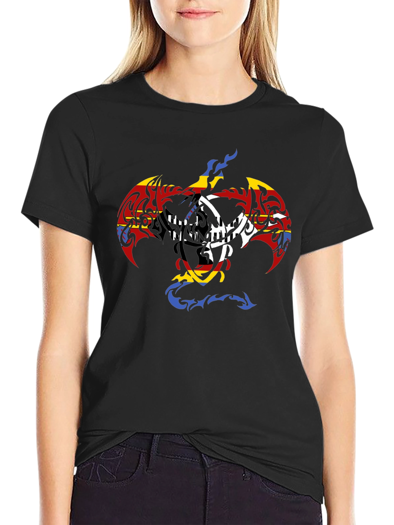 Tribal Dragon Graphic Black T-Shirt