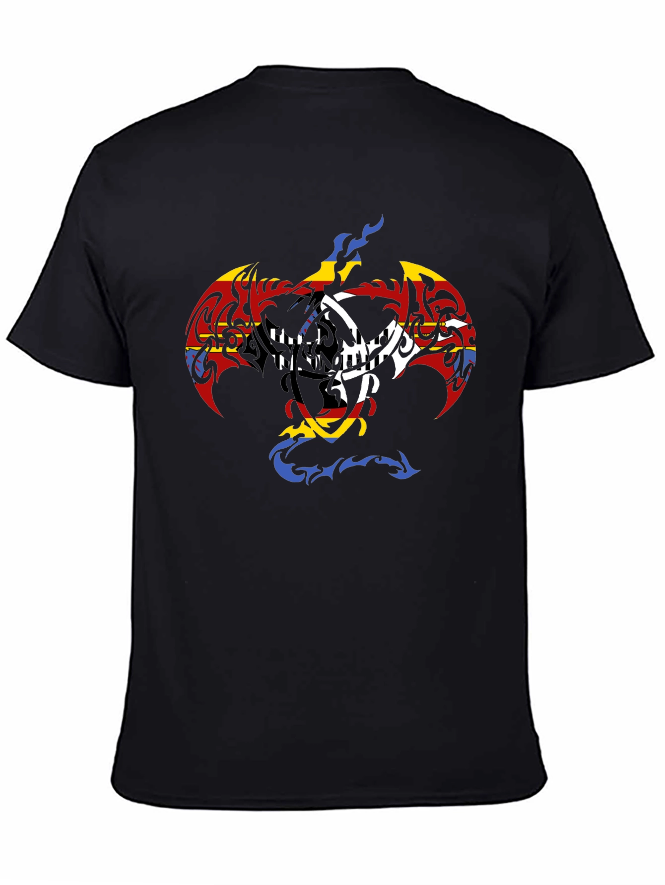 Tribal Dragon Graphic Black T-Shirt