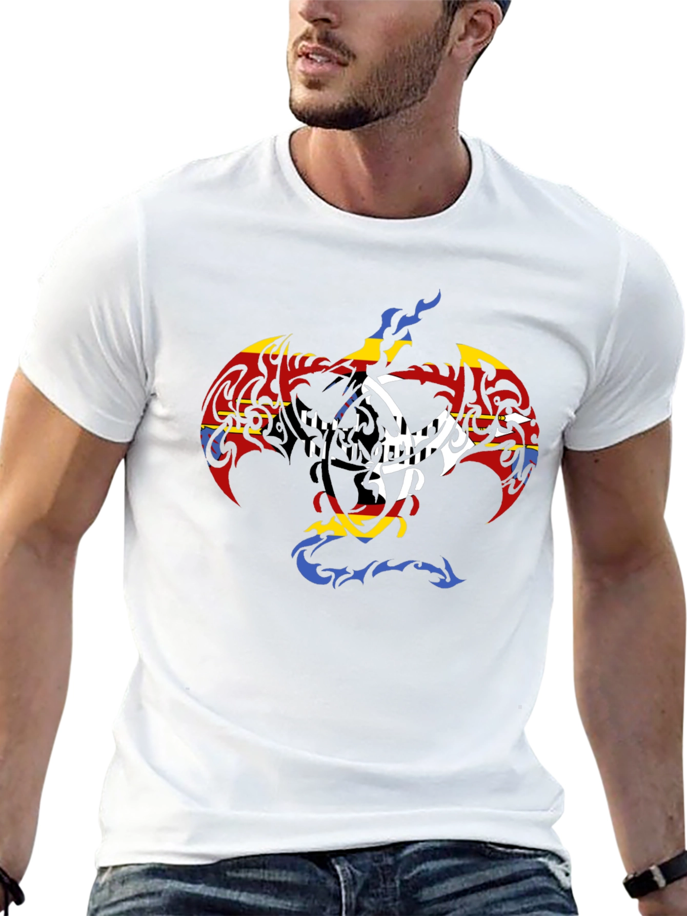Tribal Dragon Graphic Black T-Shirt