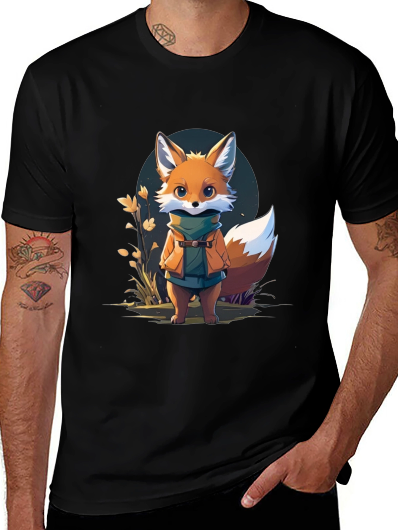 Cute Fox Cartoon Graphic T-Shirt