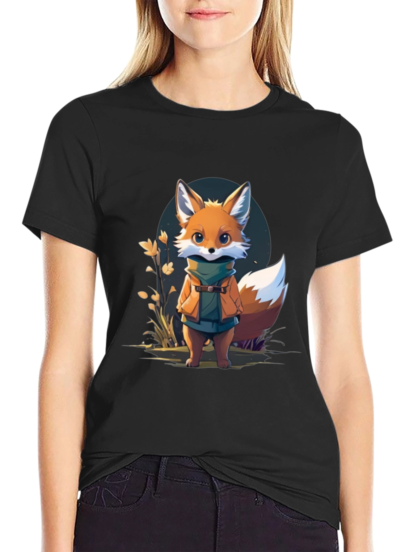 Cute Fox Cartoon Graphic T-Shirt