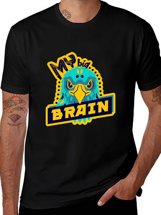 My Big Brain Eagle T-Shirt - Mens Black Cotton Tee