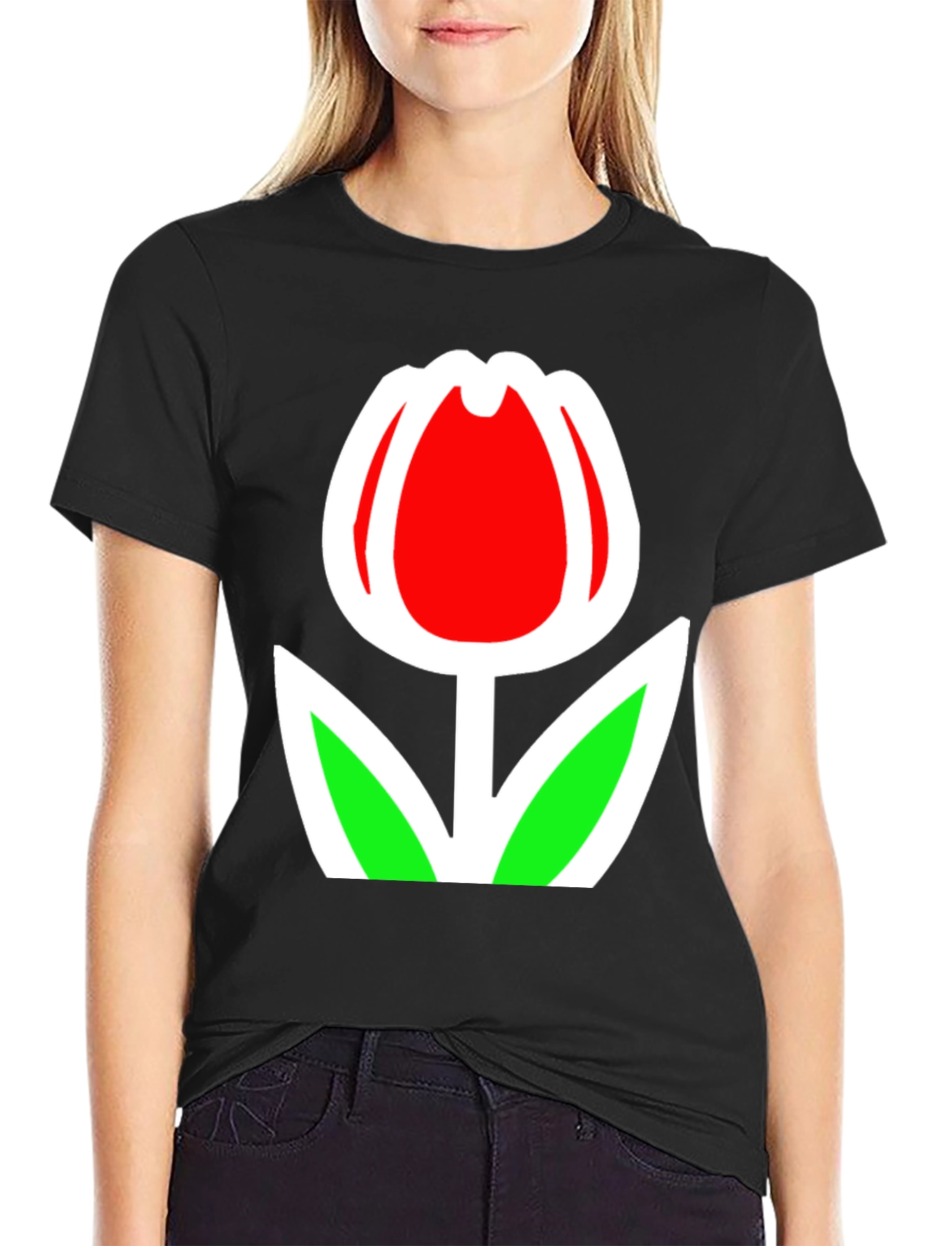 Tulip Graphic Black T-Shirt
