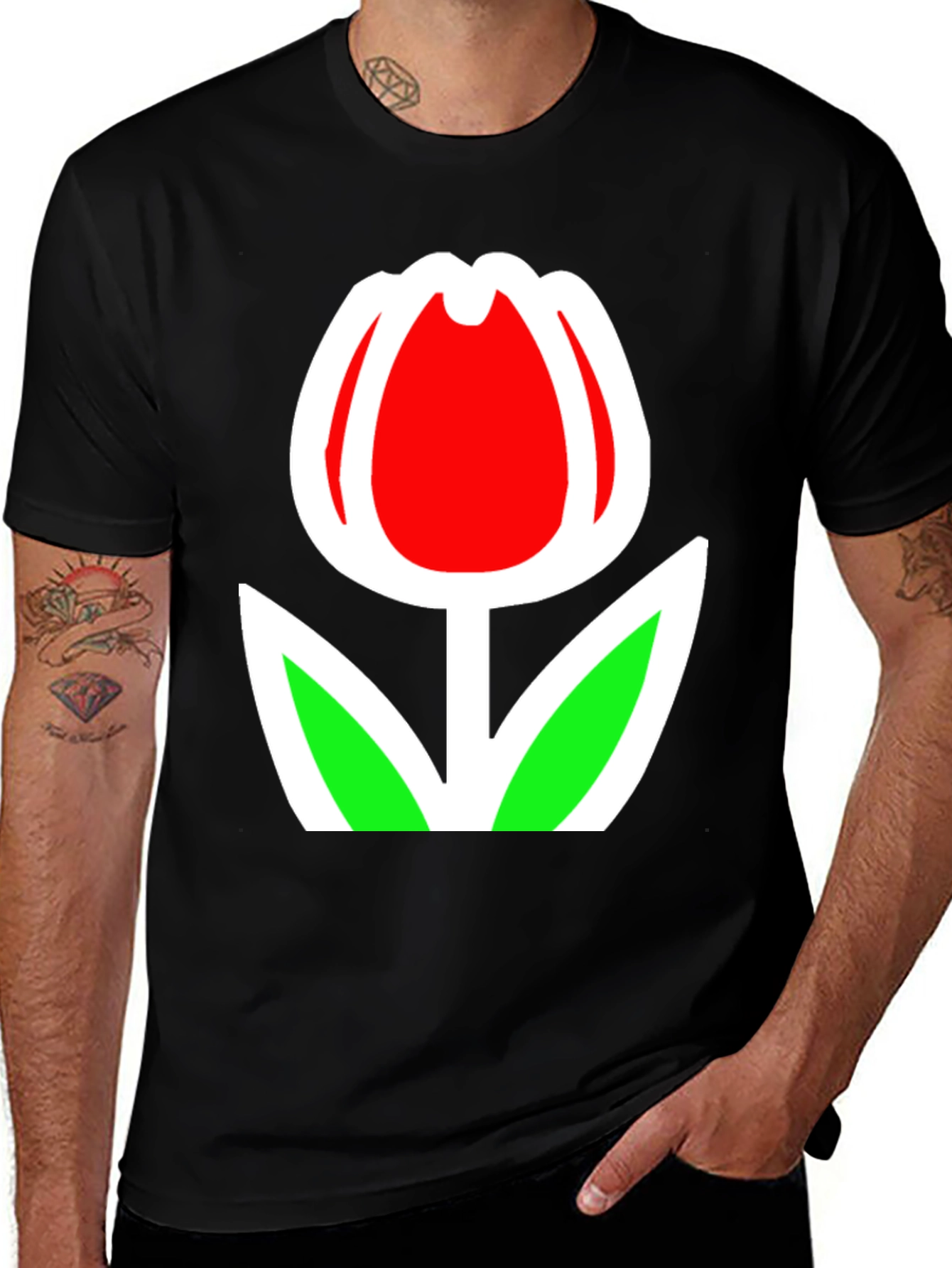 Tulip Graphic Black T-Shirt