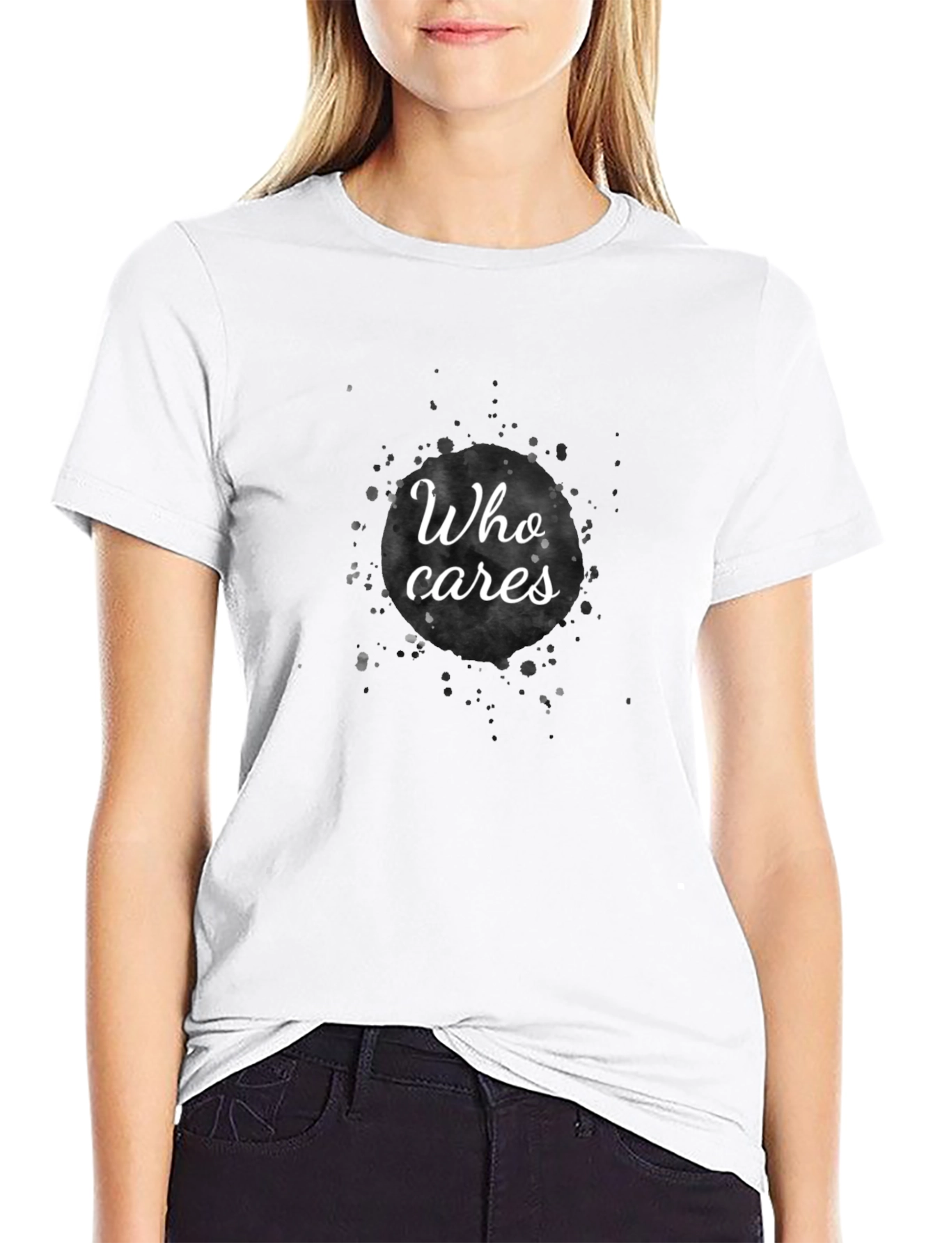 Who Cares Graphic Tee - Stylish Black T-Shirt